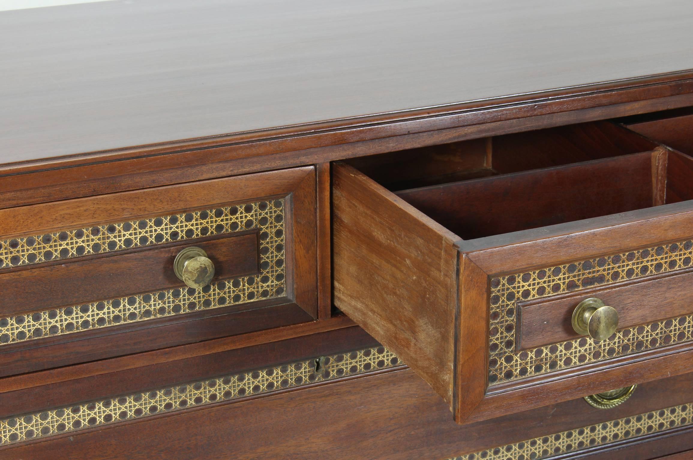 Large Mahogany and Cane Chest of Drawers 2