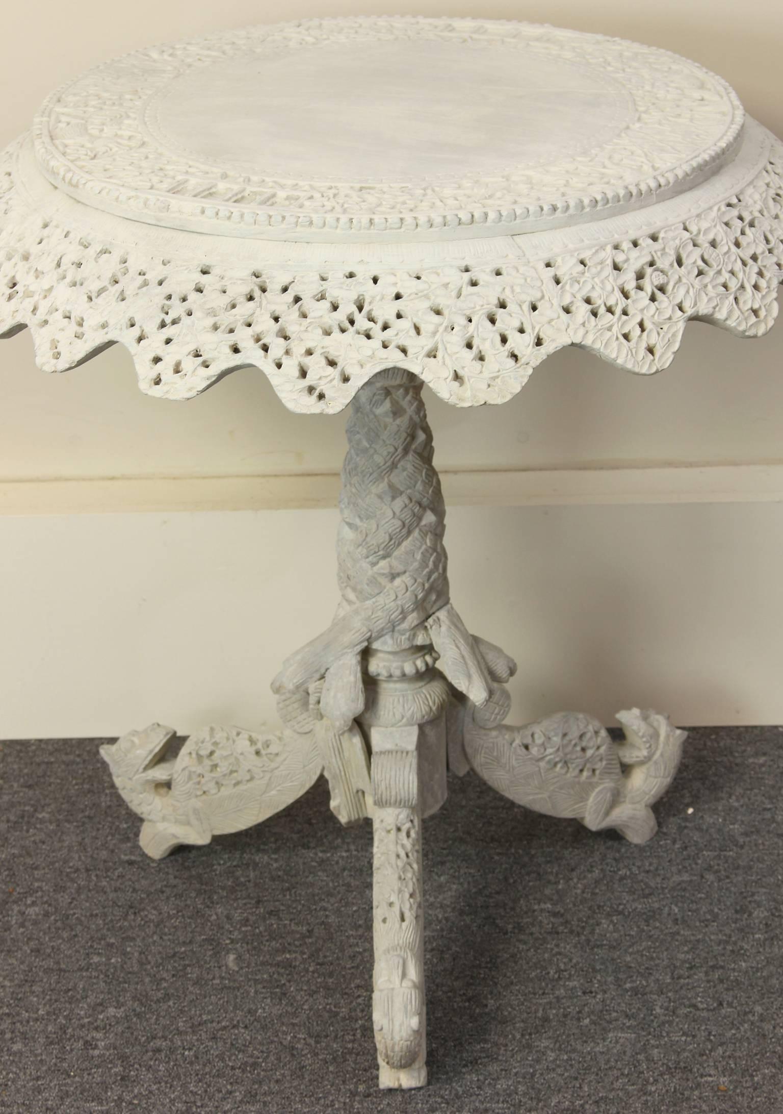 Late 19th Century Carved and Painted Anglo-Indian Side Table 2