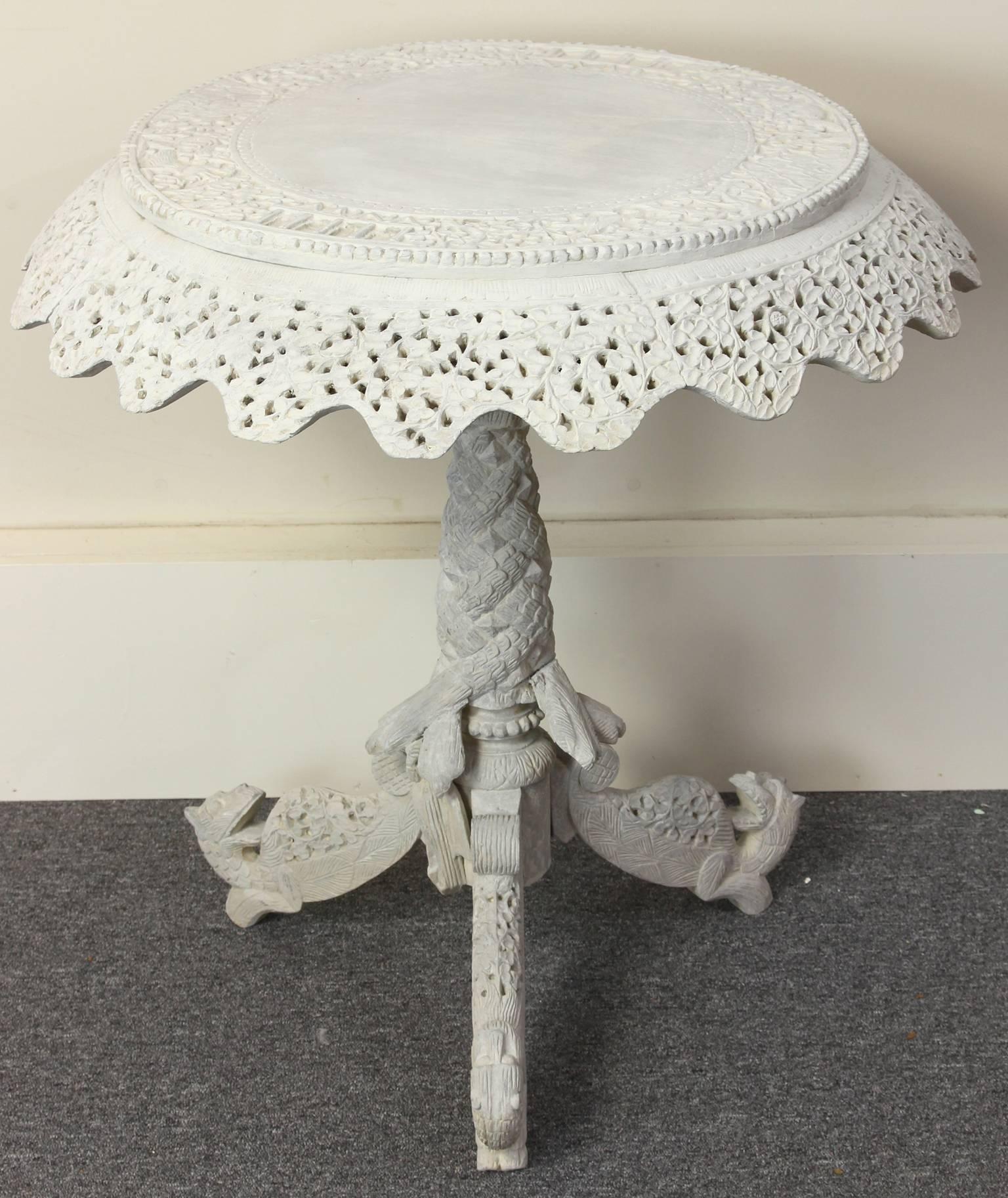 Late 19th Century Carved and Painted Anglo-Indian Side Table 1