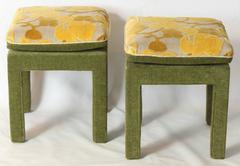 Pair of Parsons Style Upholstered Stools