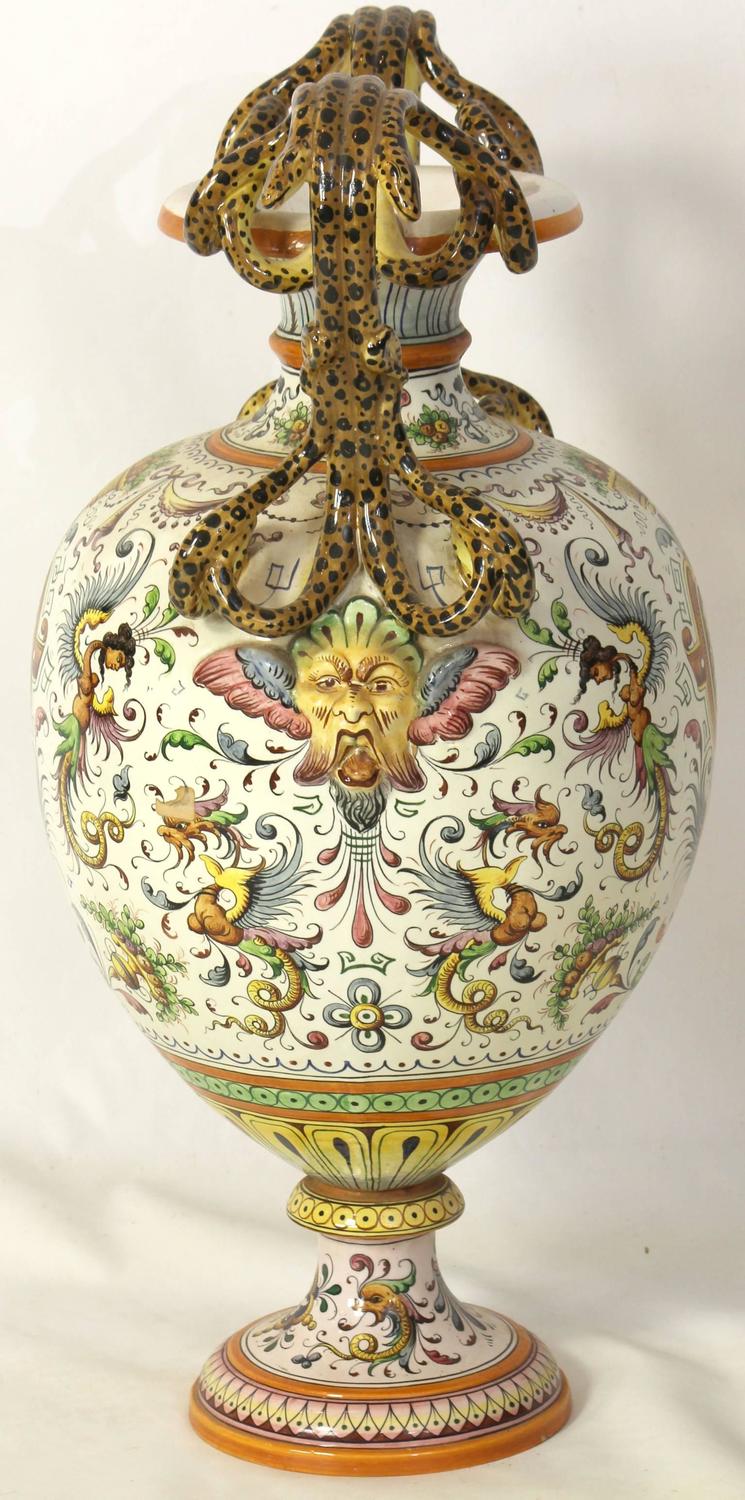 Large Italian Majolica Urn For Sale at 1stdibs