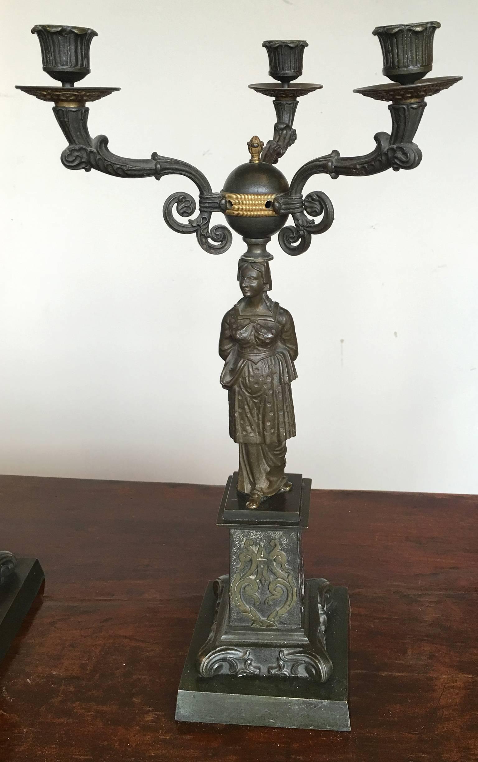 Pair of Mid-19th Century Figural Candelabra 1