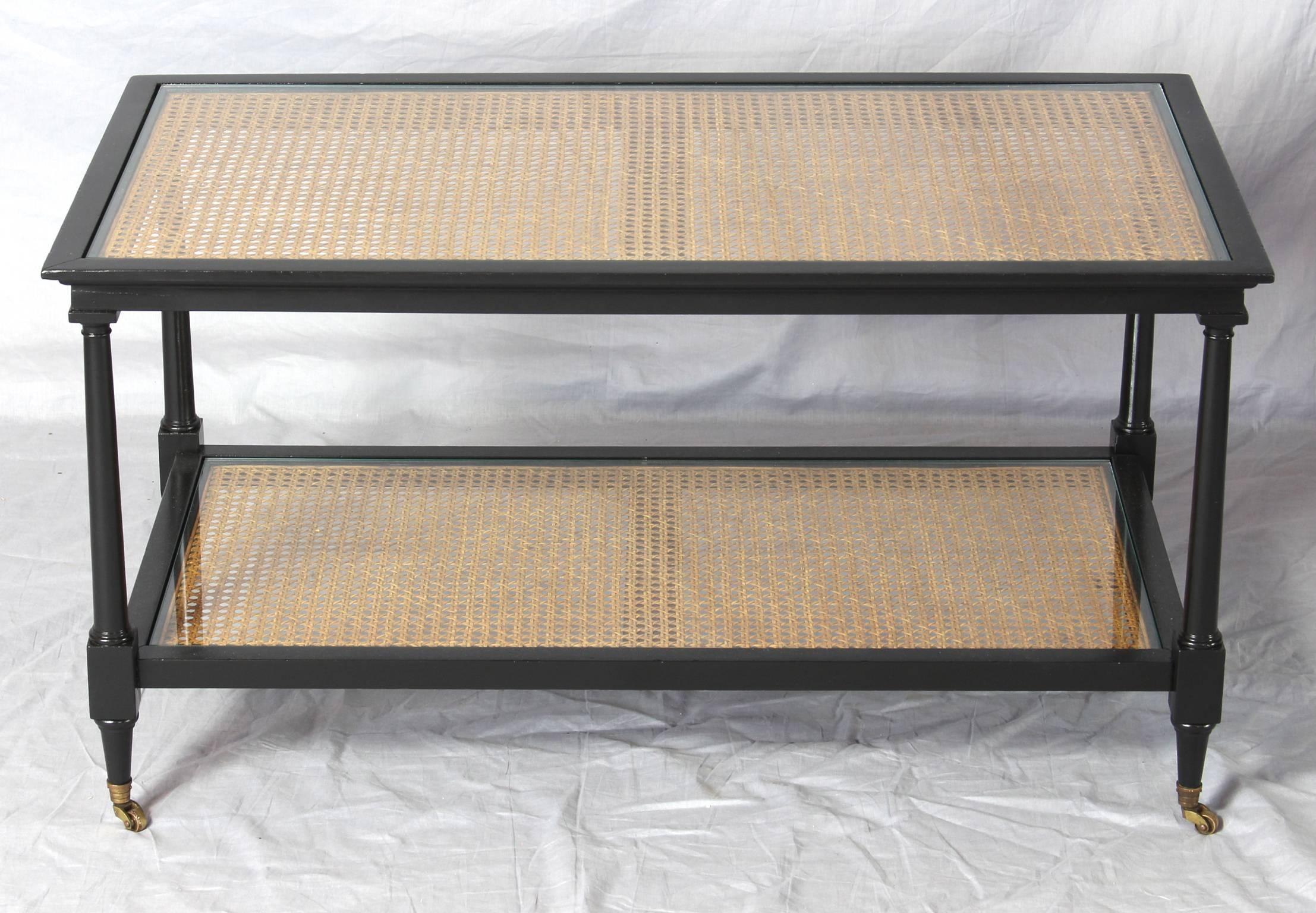 Mid-Century Modern Ebonised Two-Tier Cocktail Table
