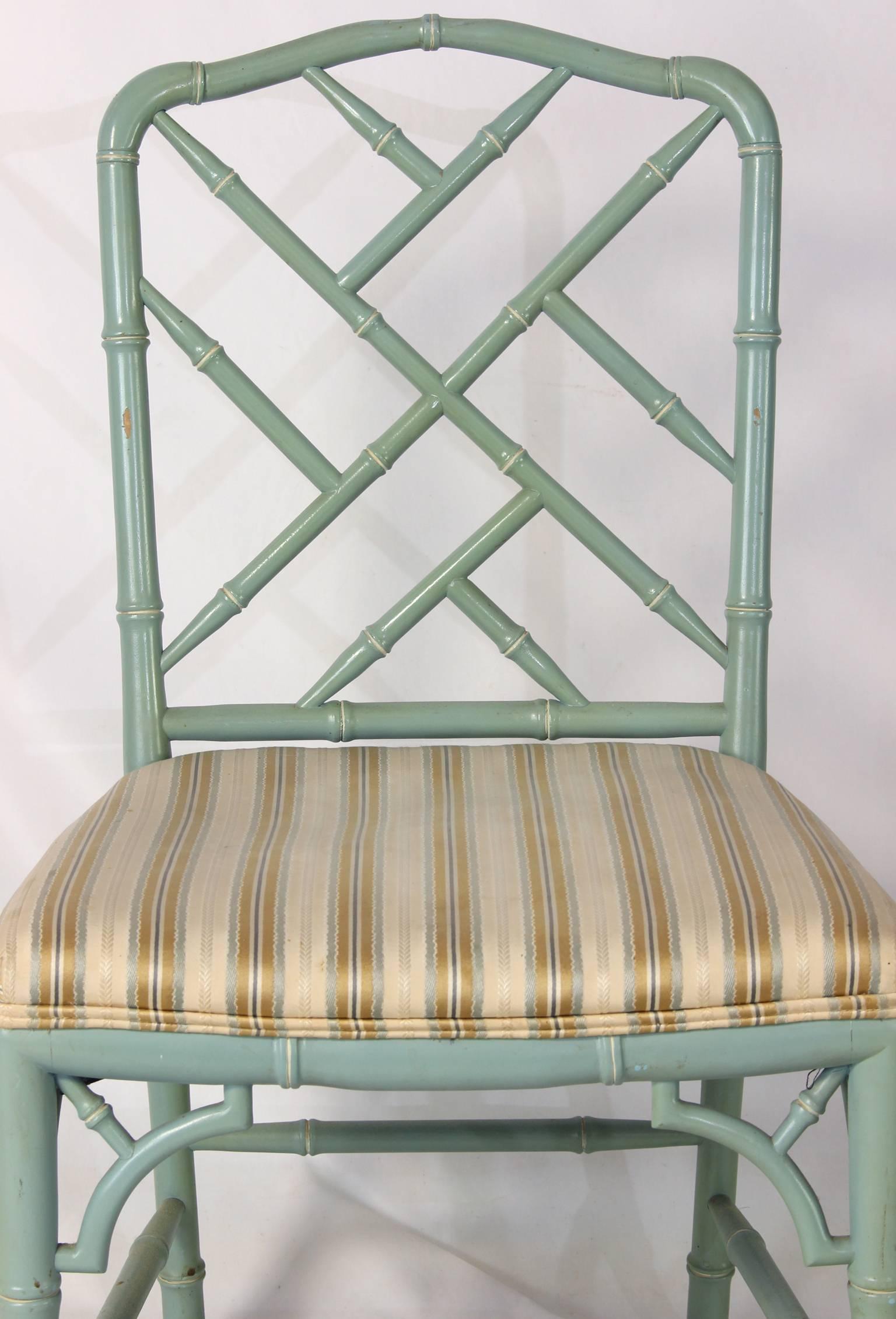 Set of Ten Faux Bamboo Chinese Chippendale Dining Chairs 2