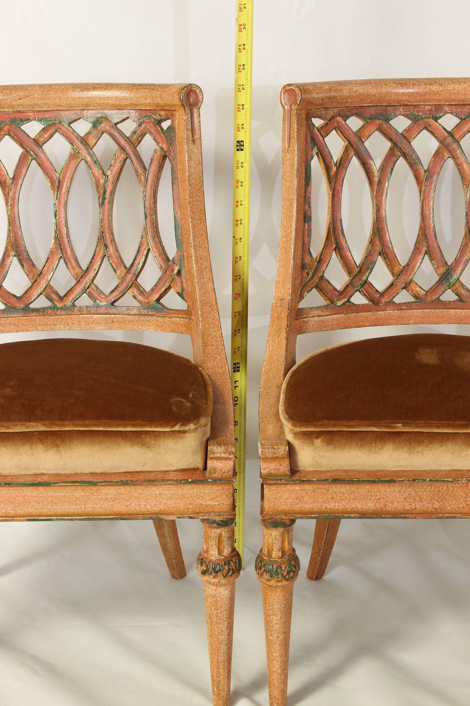 Pair of Diminutive Italian Carved Wood Slipper Chairs 4