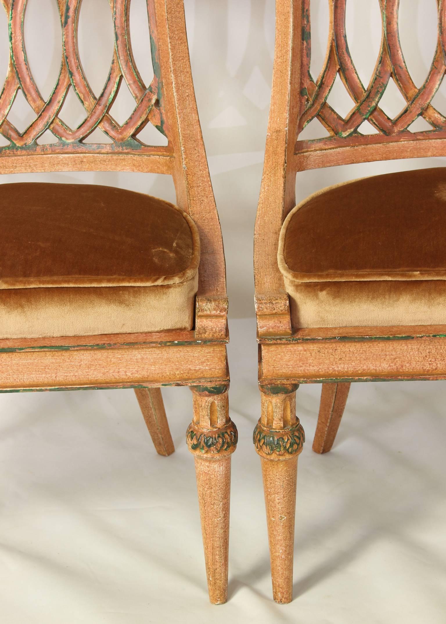 Pair of Diminutive Italian Carved Wood Slipper Chairs 3