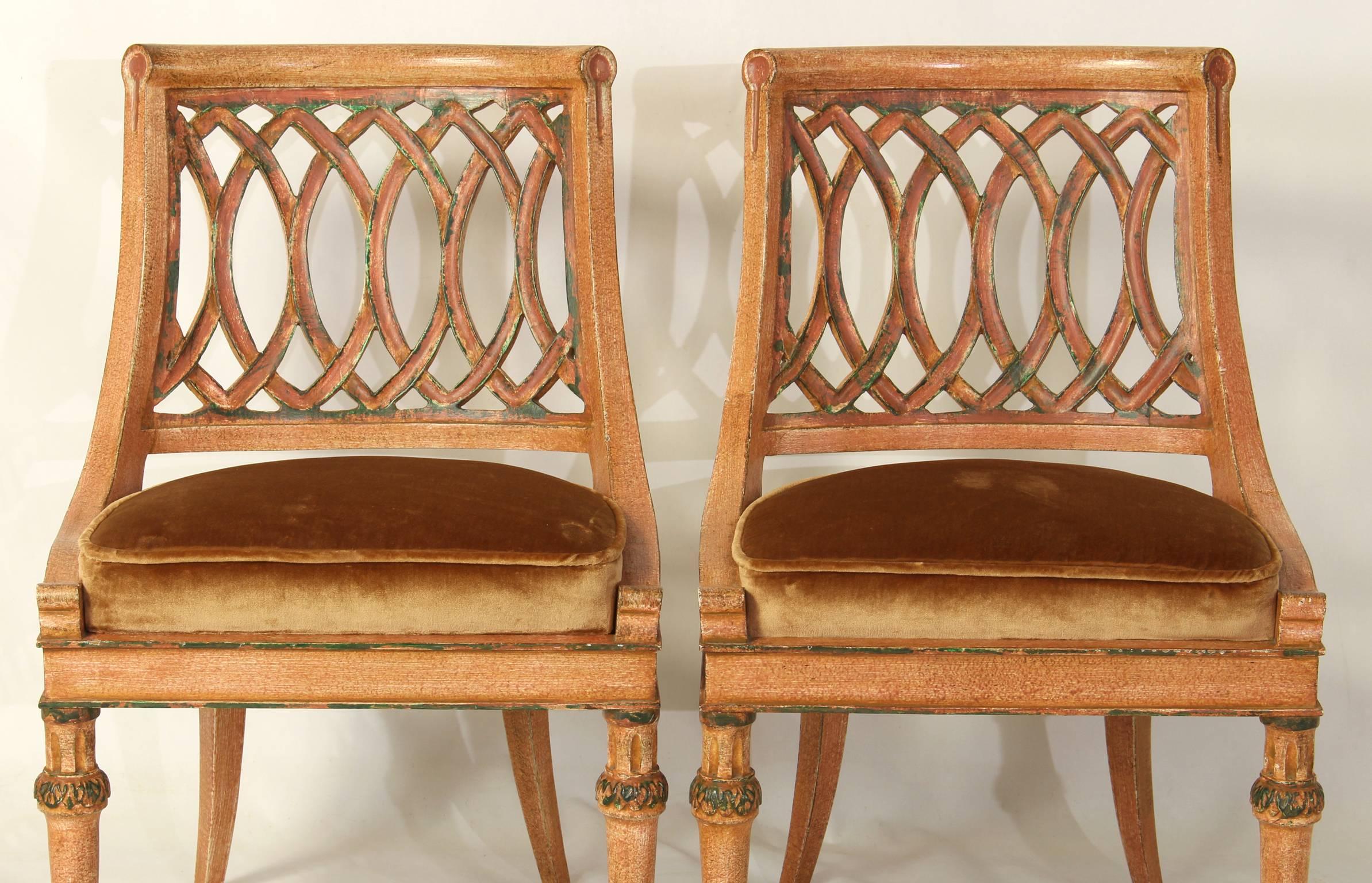 Pair of Diminutive Italian Carved Wood Slipper Chairs 2