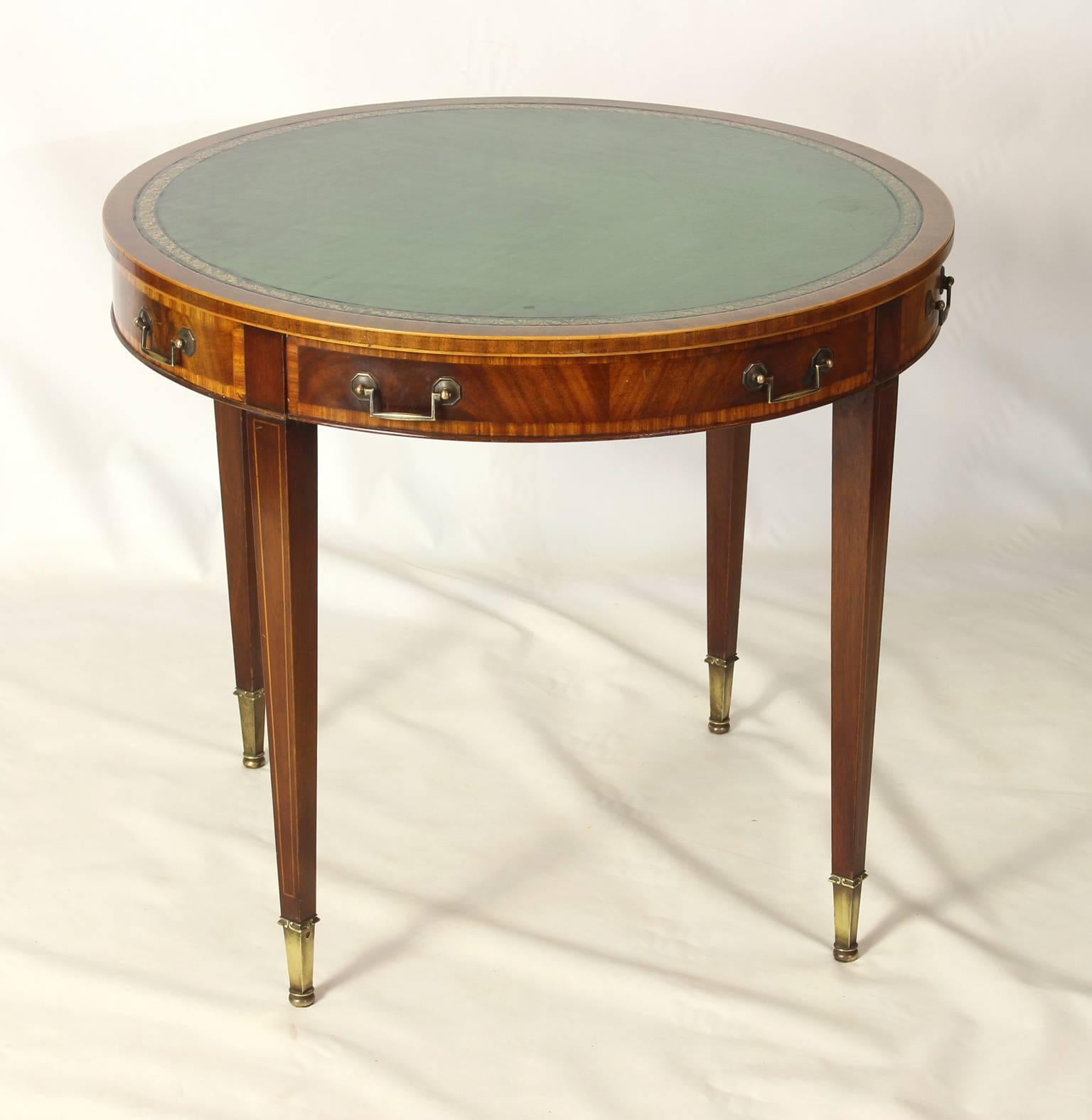 Regency Style Leather Top Drum Table 1