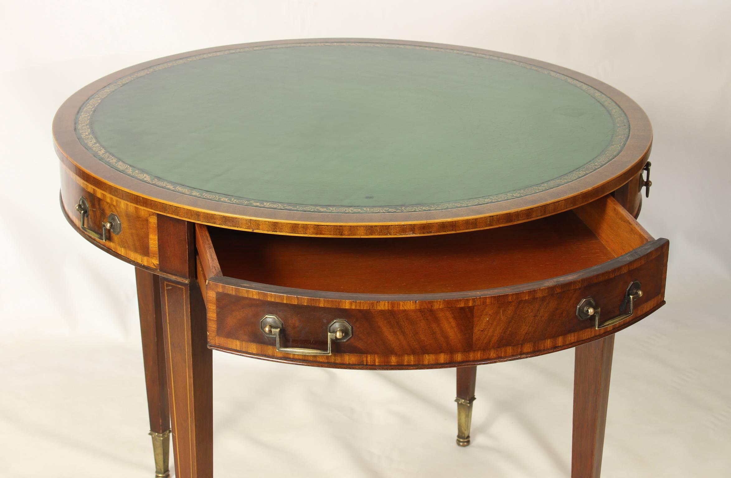 Regency Style Leather Top Drum Table 3