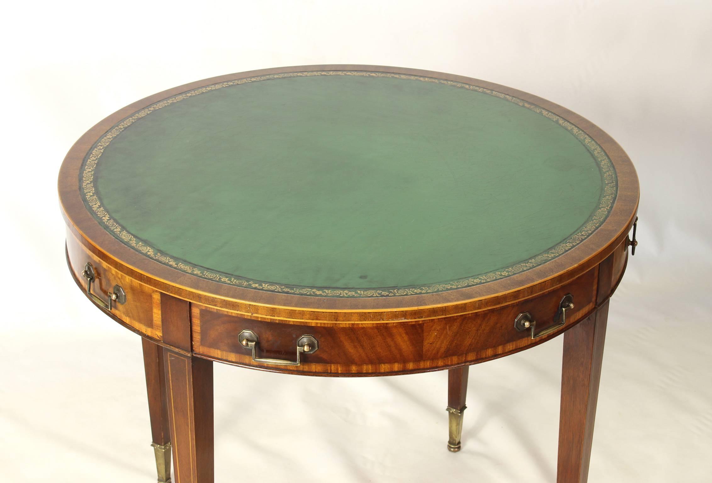 Regency Style Leather Top Drum Table 4