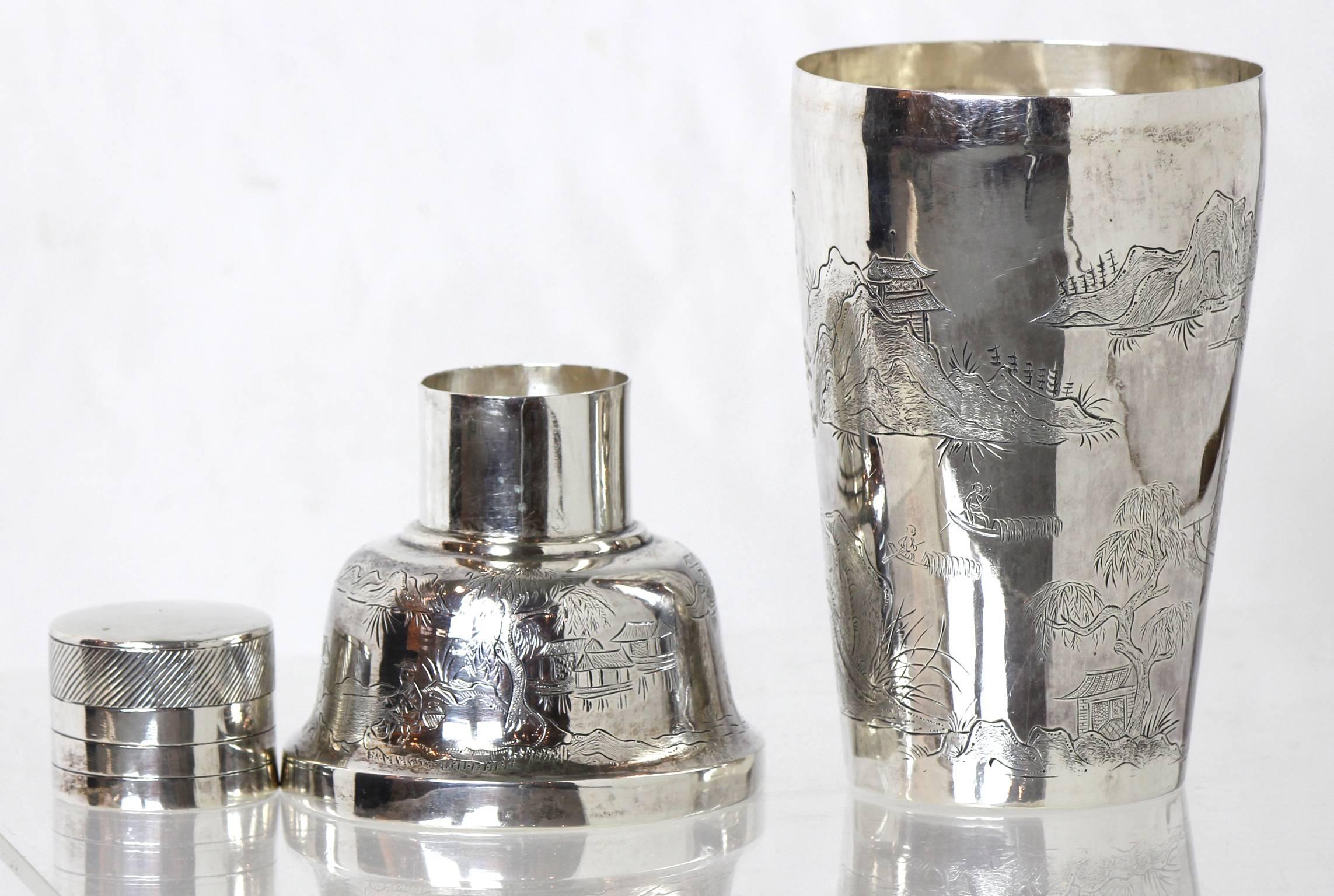 Early 20th Century Chinese Export Silver Cocktail Shaker