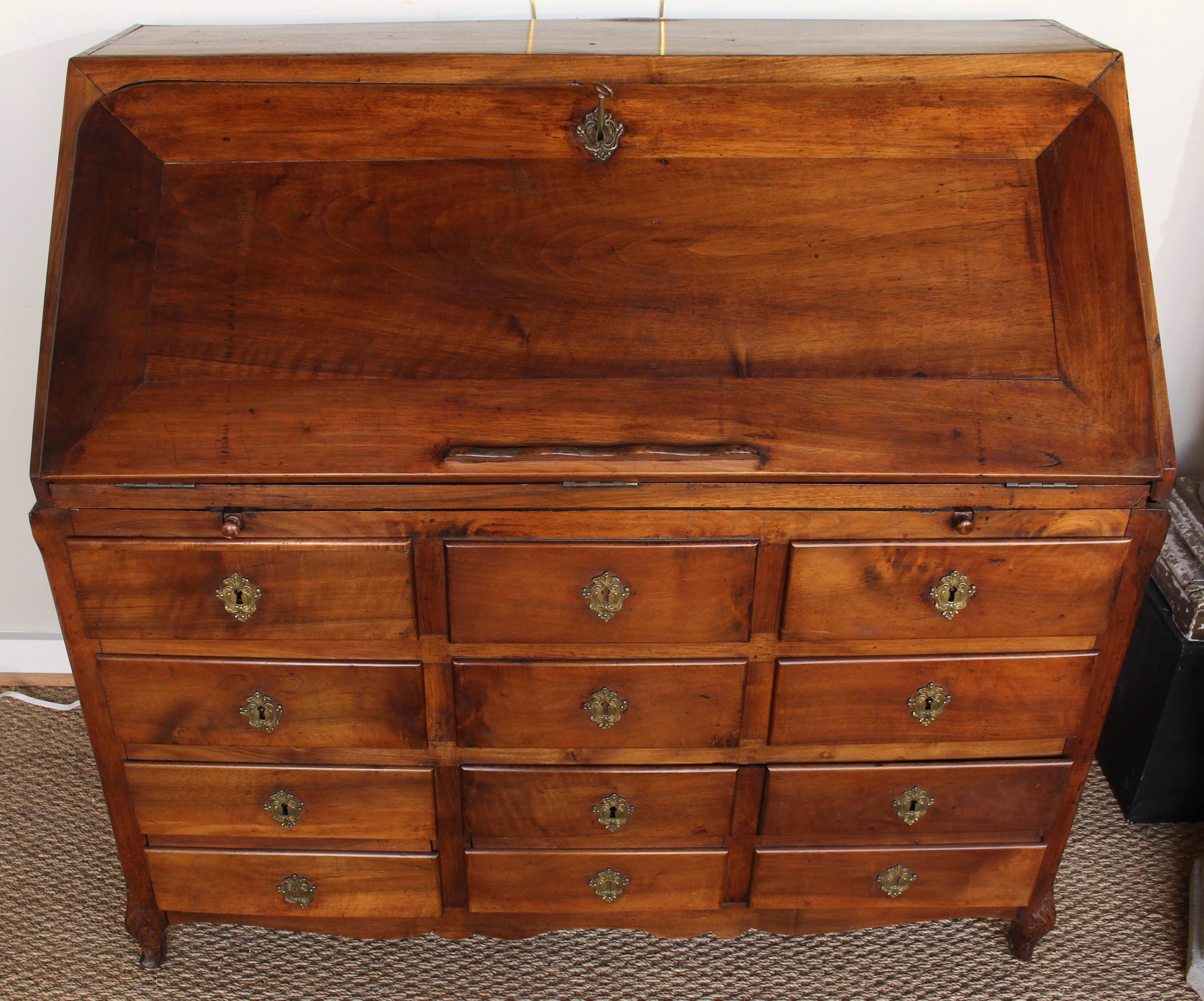 Louis XV Period Fruitwood Drop Front Desk In Good Condition For Sale In Kilmarnock, VA