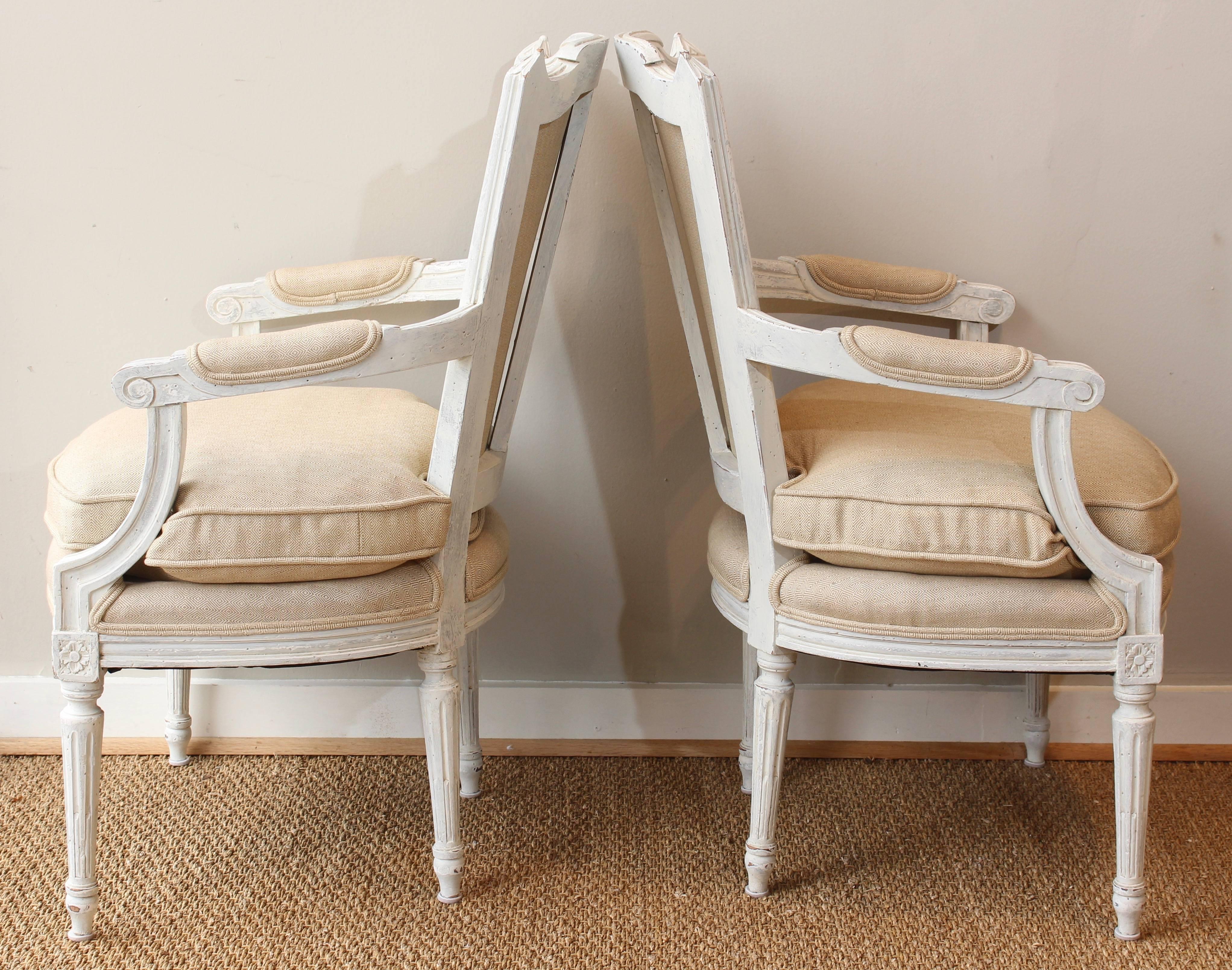 Pair of Painted French Fauteuils 1