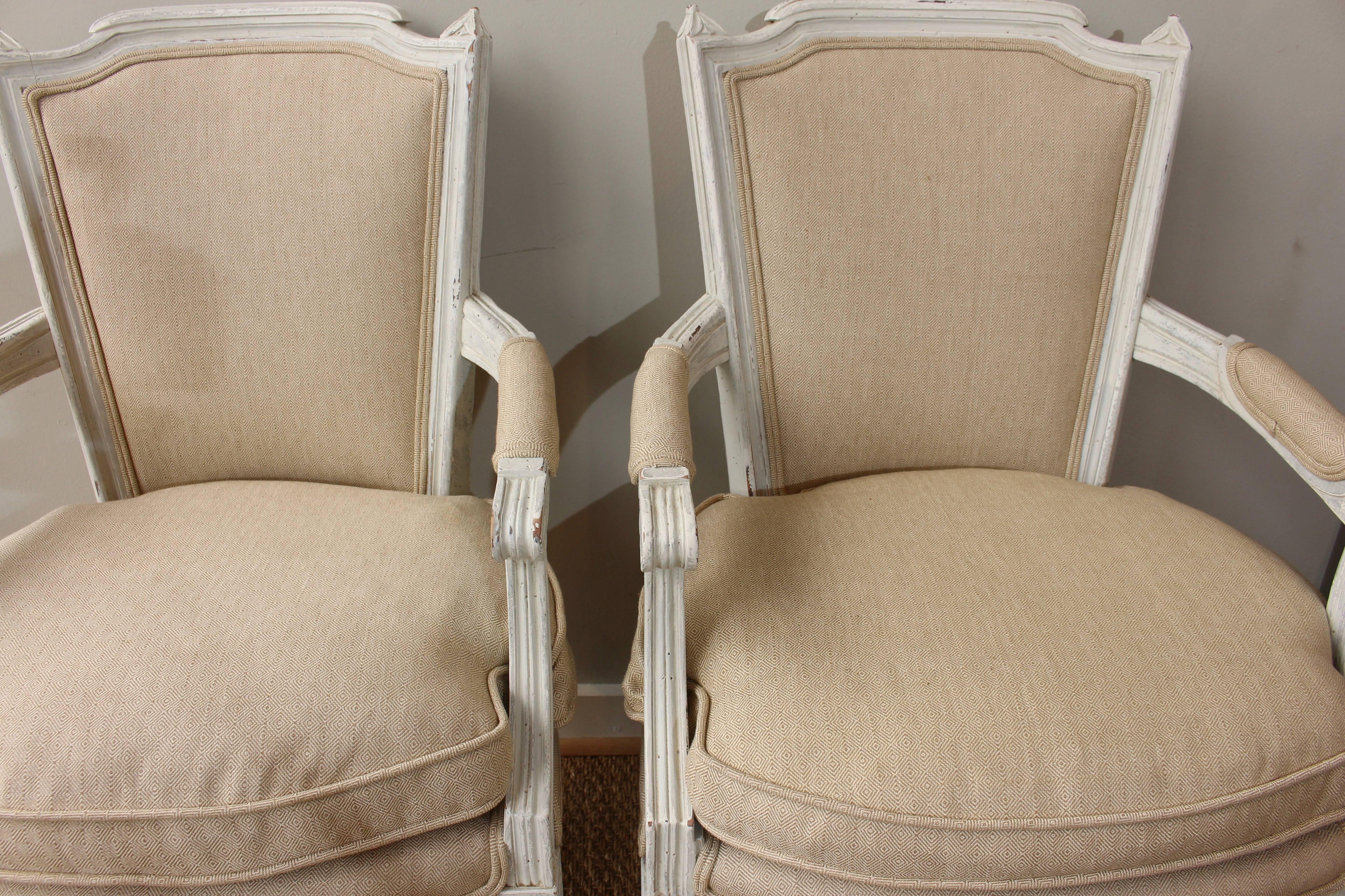 Pair of Painted French Fauteuils 2