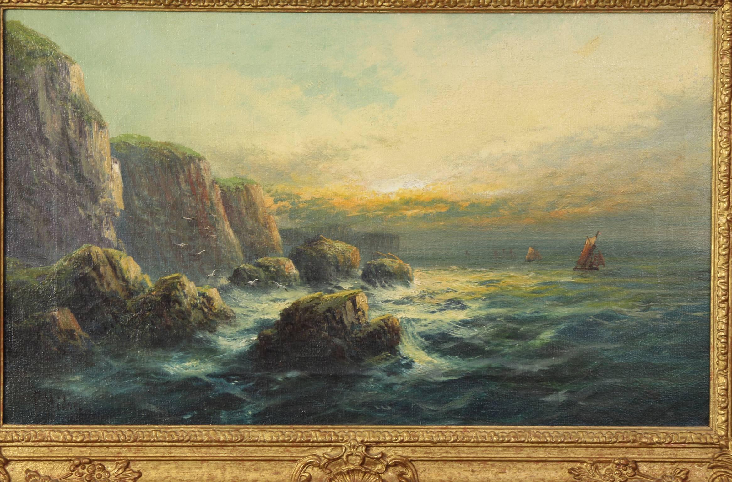 Late 19th Century English Oil on Canvas Seascape Painting