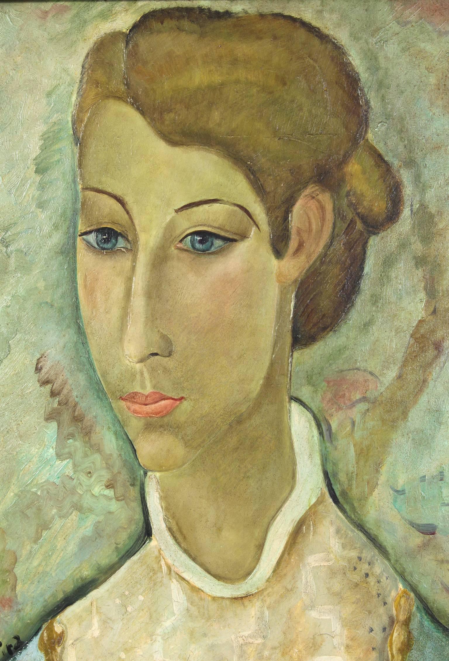 Spanish Early 20th Century Expressionistic Portrait For Sale