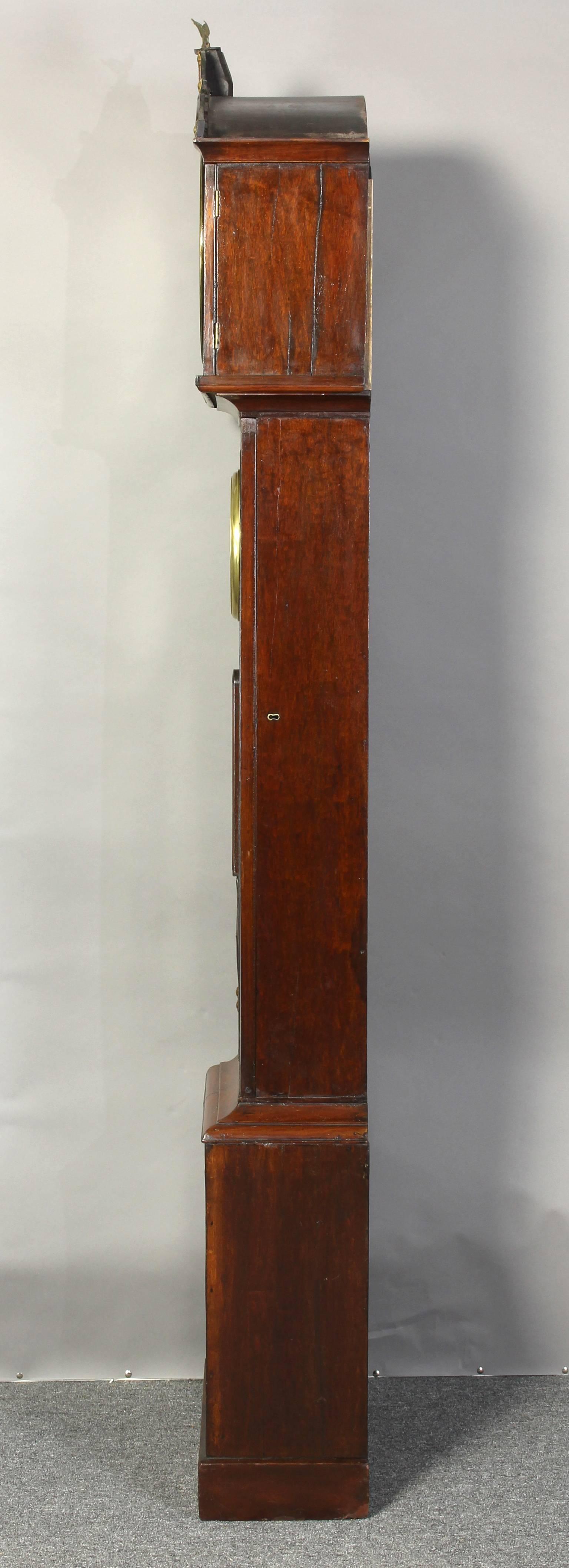 Irish Regency Eight Day Tall Case Clock In Excellent Condition In Kilmarnock, VA