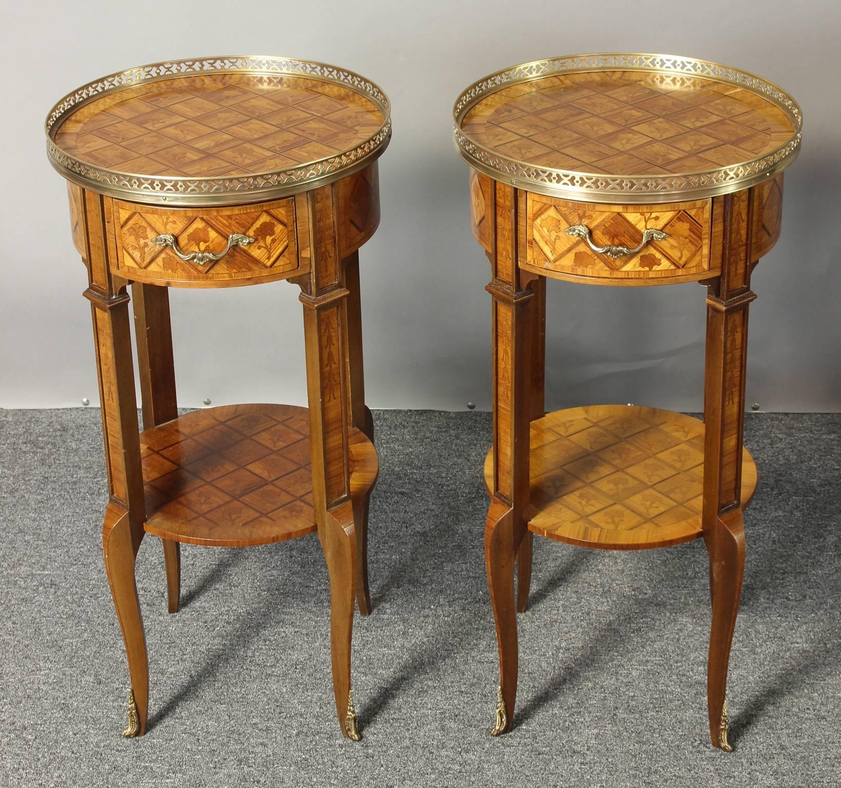 Louis XV Pair of French Marquetry Side Tables