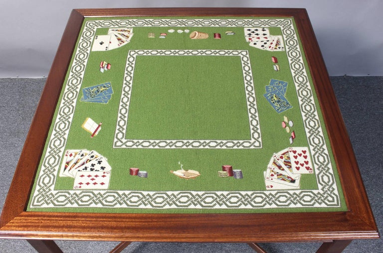 Needlepoint Top Card Table at 1stDibs