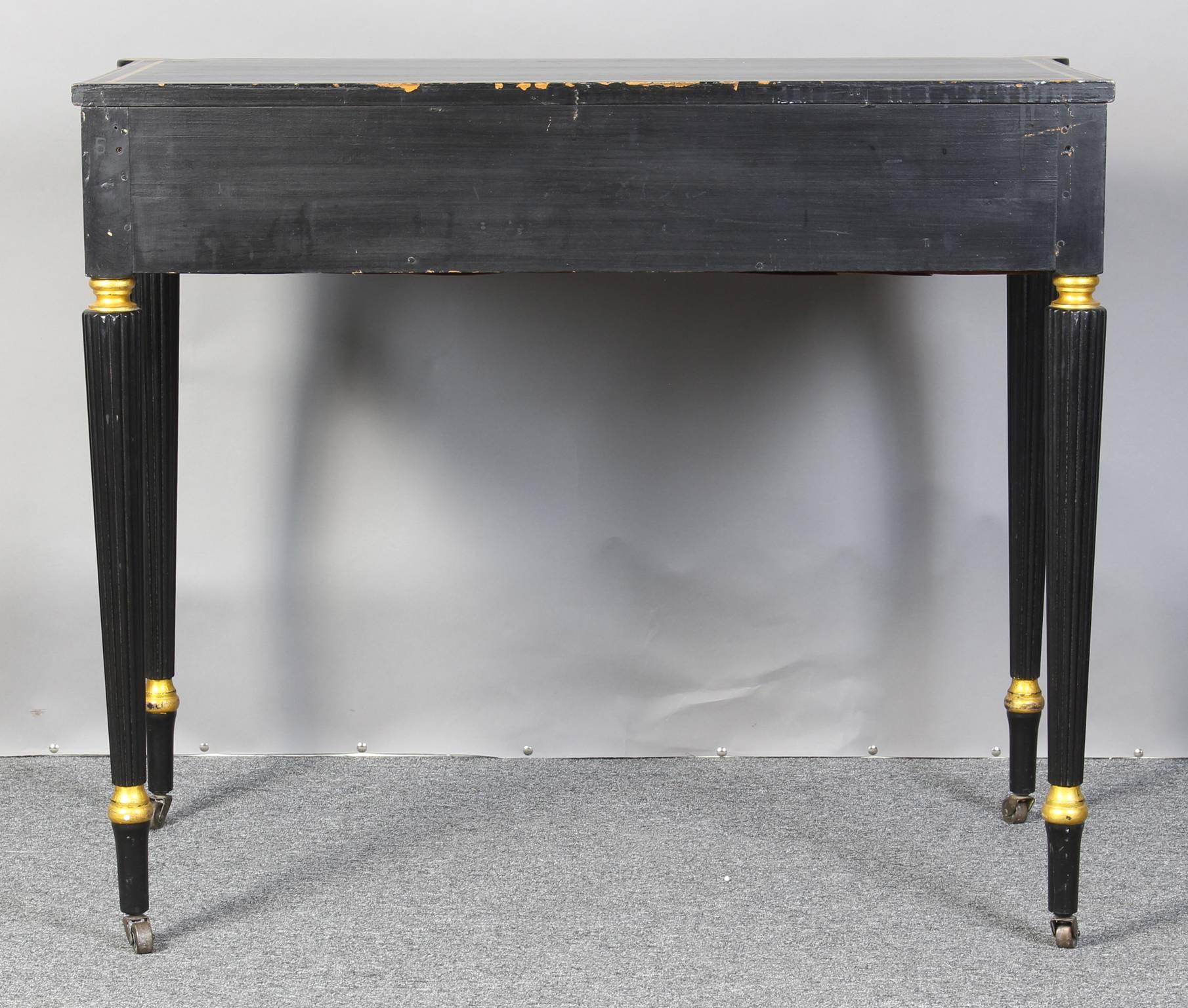Ebonized and Gilt Decorated Regency Style Console Table In Excellent Condition For Sale In Kilmarnock, VA