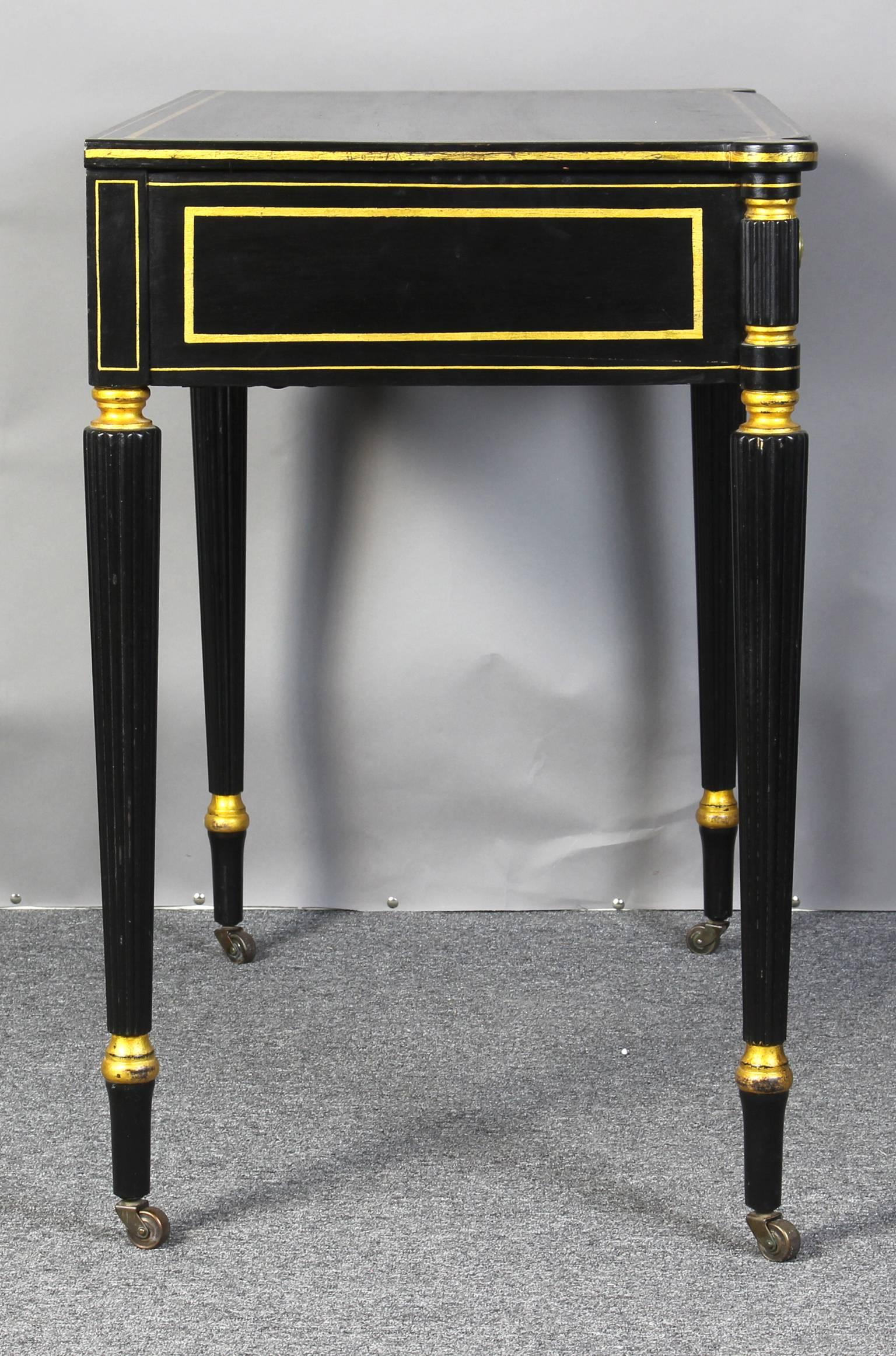 20th Century Ebonized and Gilt Decorated Regency Style Console Table For Sale