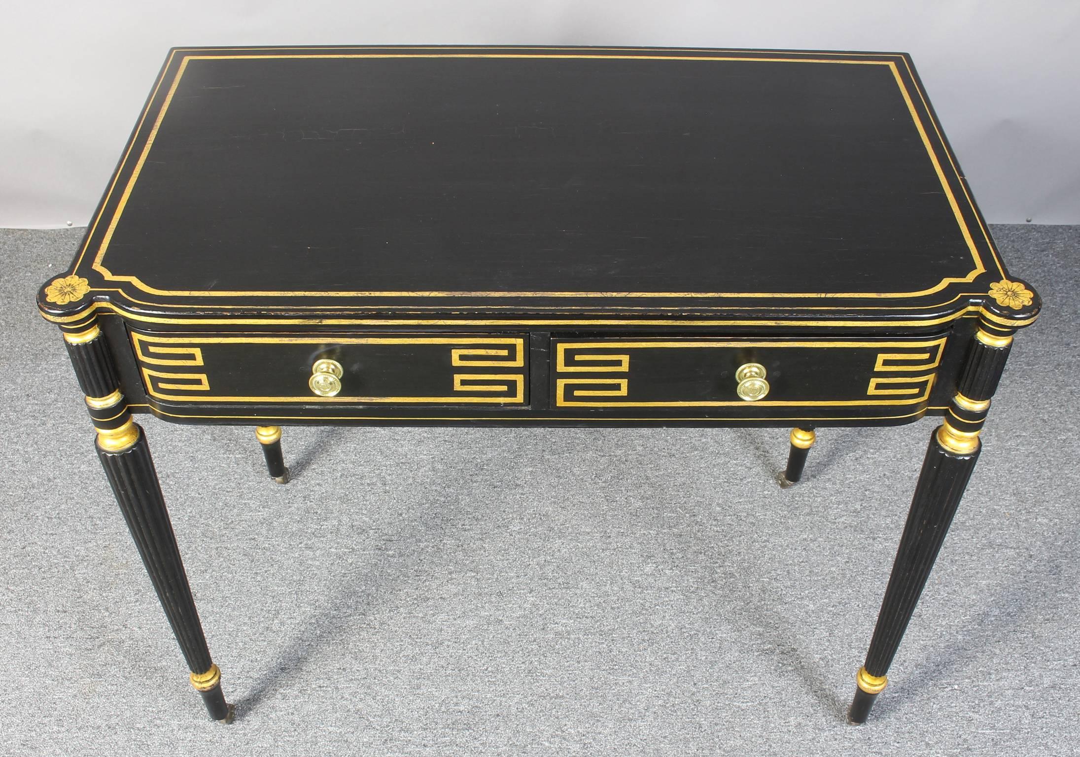Ebonized and Gilt Decorated Regency Style Console Table For Sale 2