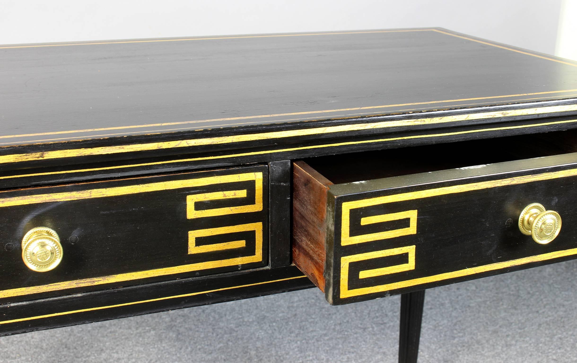 Ebonized and Gilt Decorated Regency Style Console Table For Sale 3