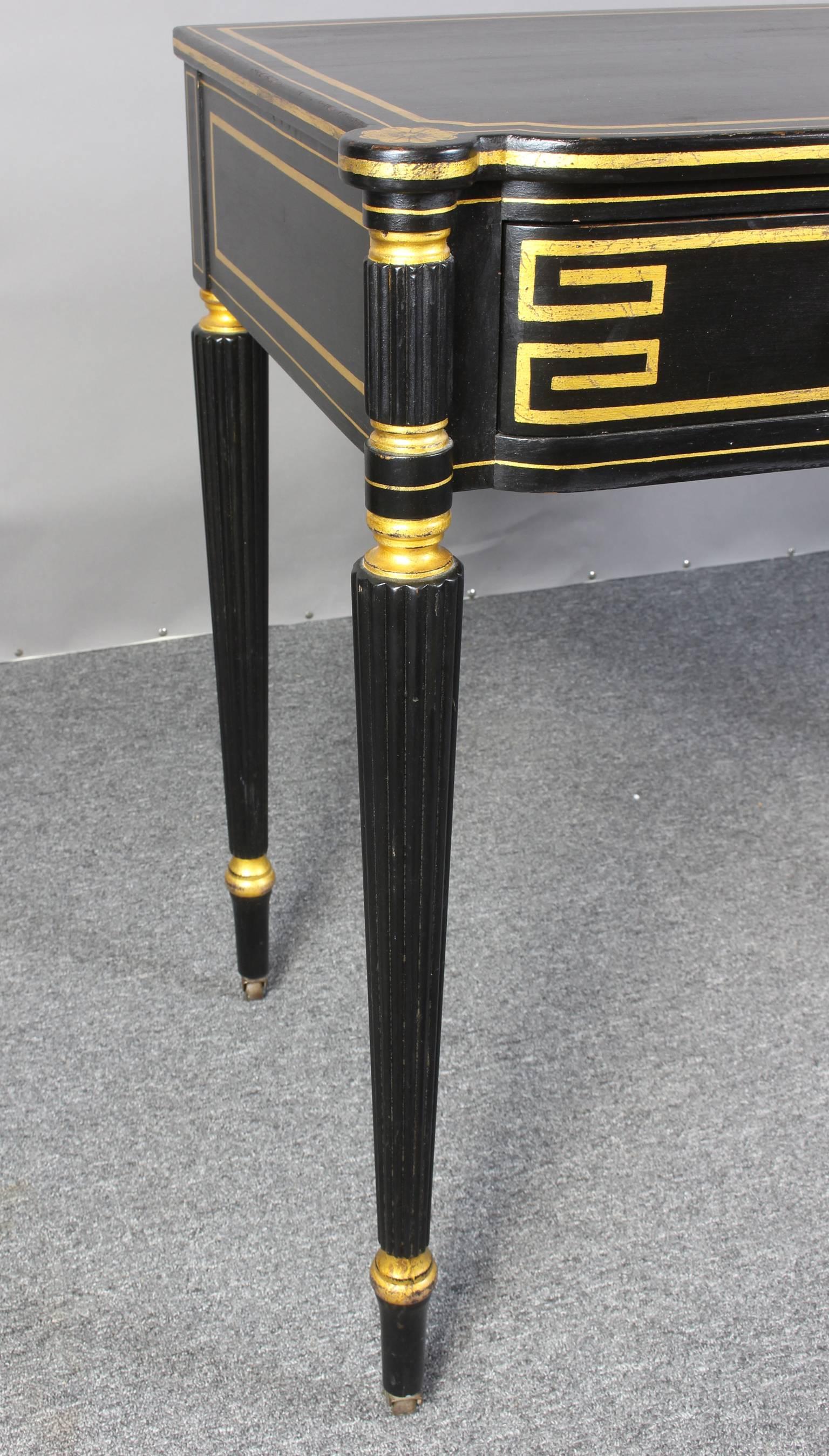 Ebonized and Gilt Decorated Regency Style Console Table For Sale 4