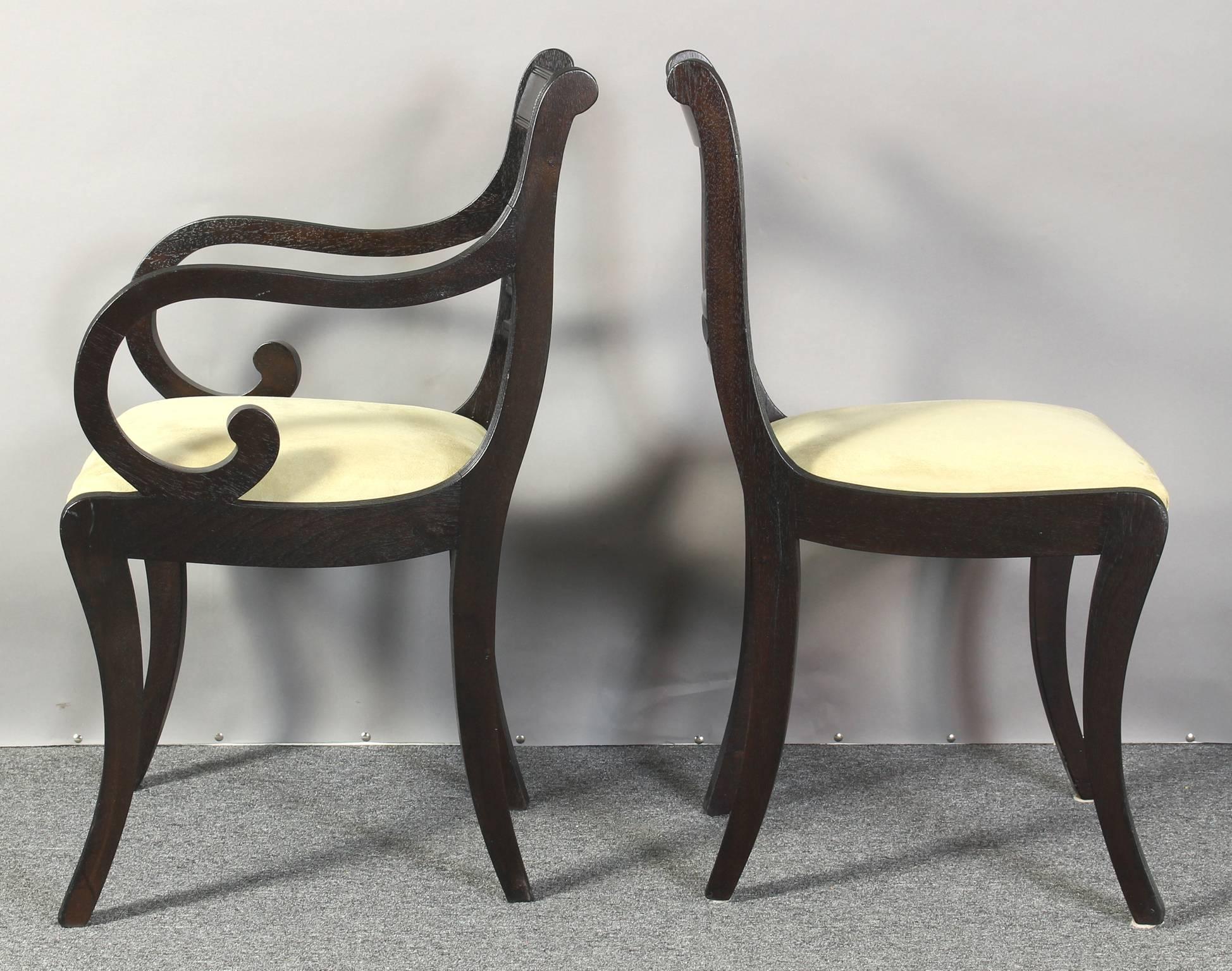 Set of Eight Ebonized Regency Style Dining Chairs 1