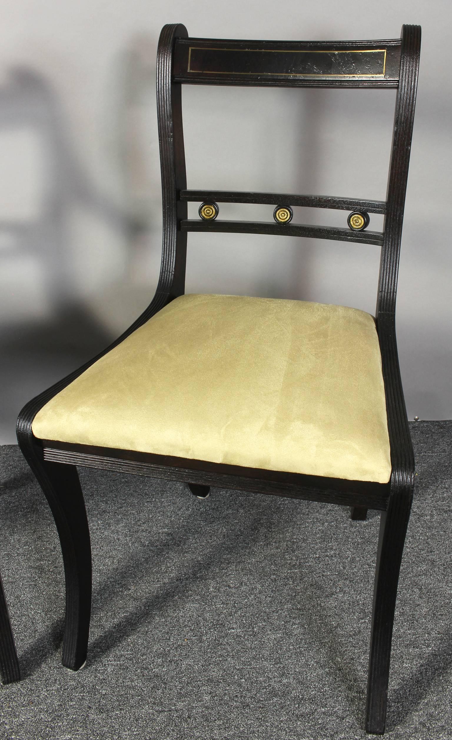 Set of Eight Ebonized Regency Style Dining Chairs 4