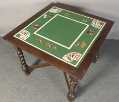 Mid-20th Century Needlepoint Card Table
