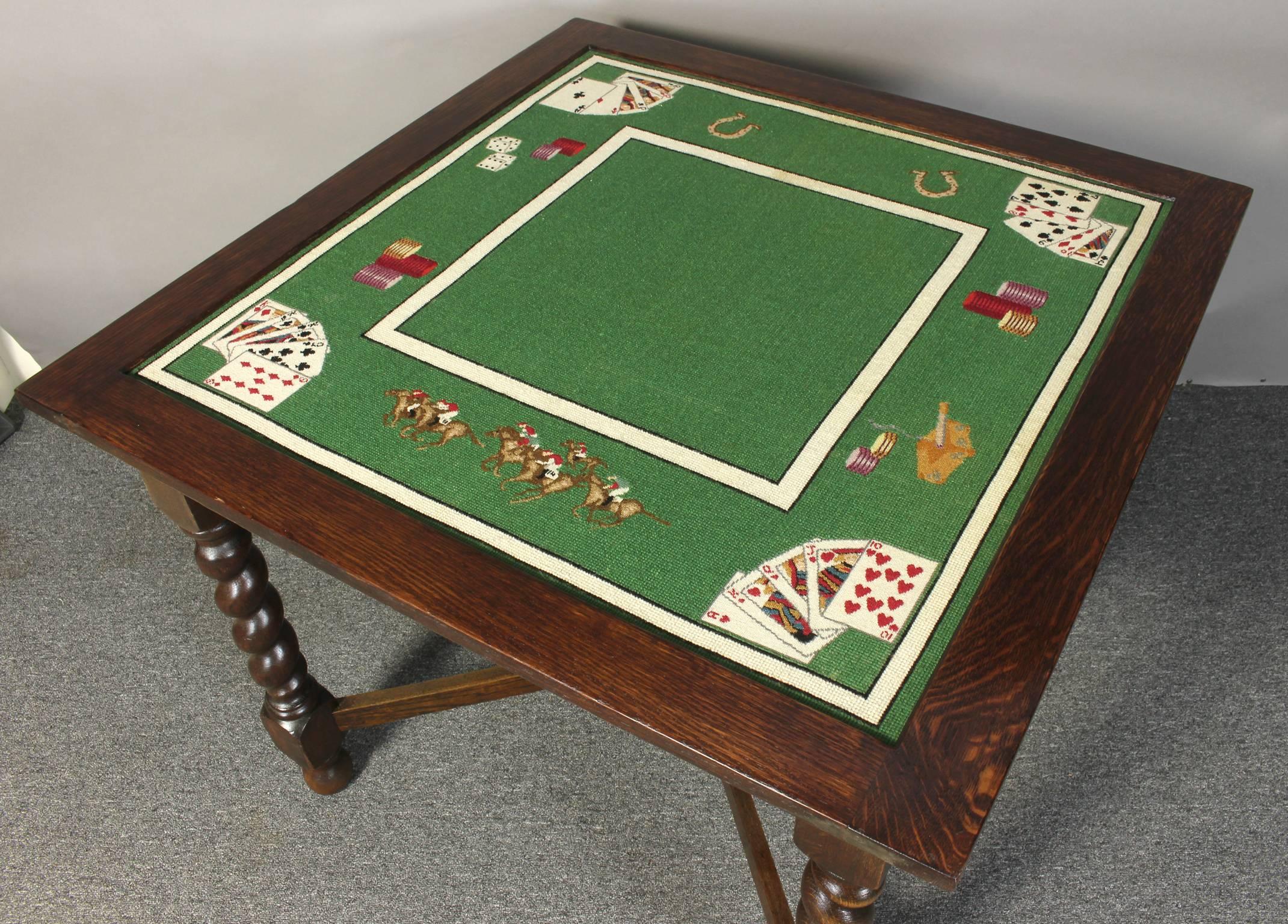Mid-20th Century Needlepoint Card Table In Excellent Condition In Kilmarnock, VA