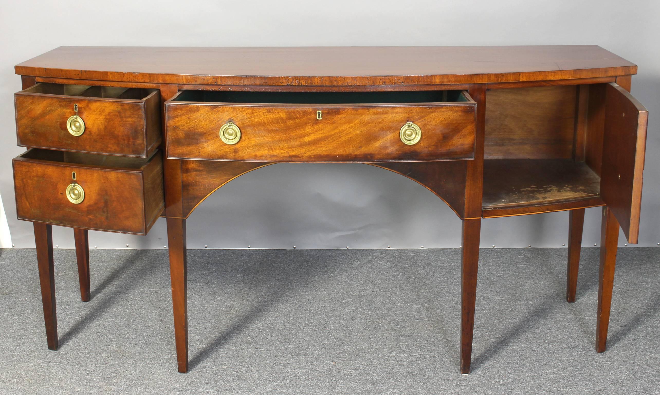 Large George III Style Mahogany Bow Front Sideboard 1