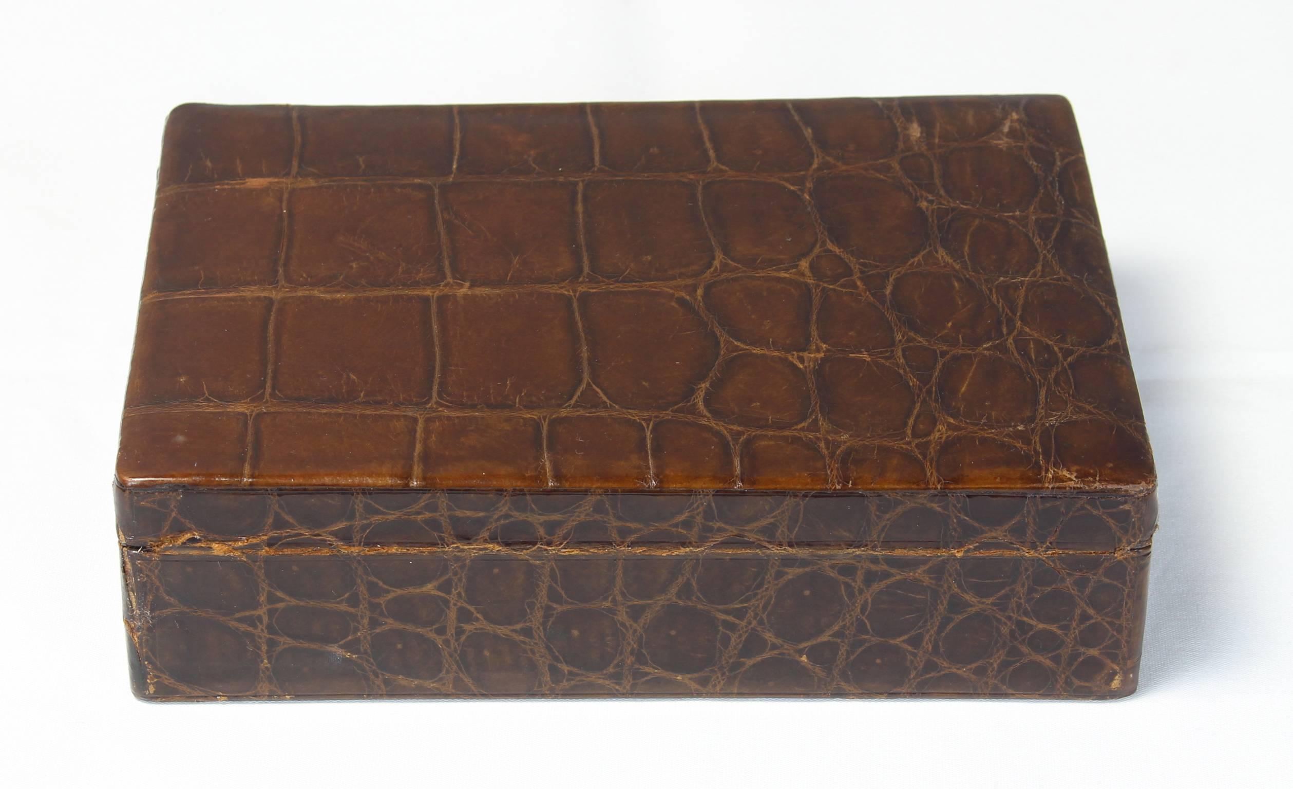 20th Century Art Deco Period Alligator Covered Box