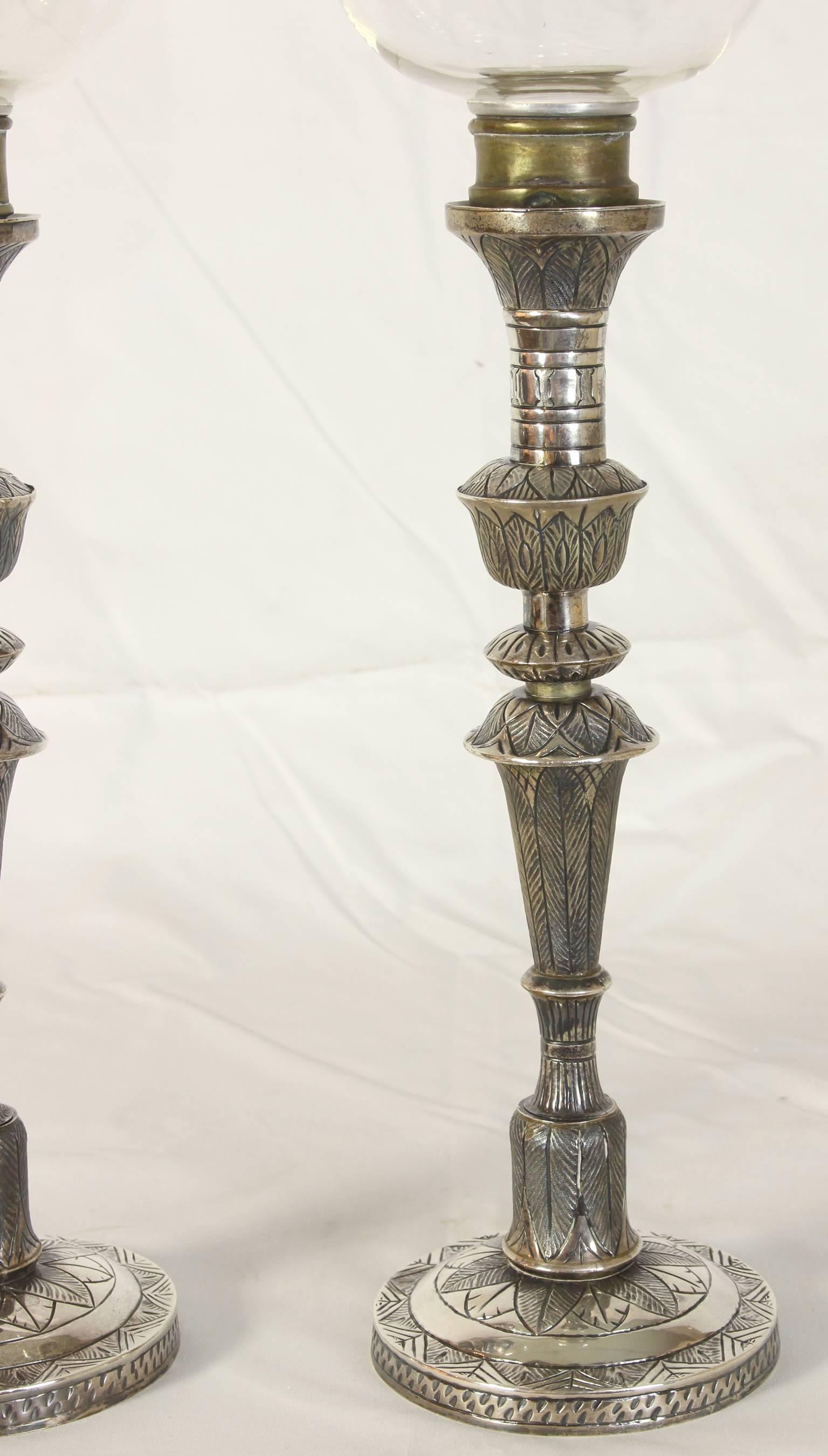 19th Century Large Pair of Anglo-Indian Silver Candlesticks For Sale