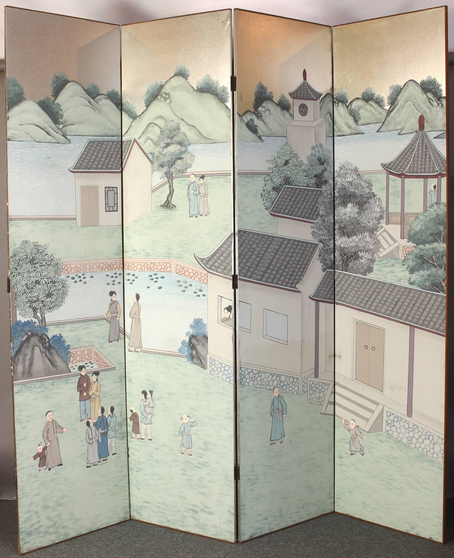 Chinese Exceptionally Large Eight-Panel Folding Screen For Sale