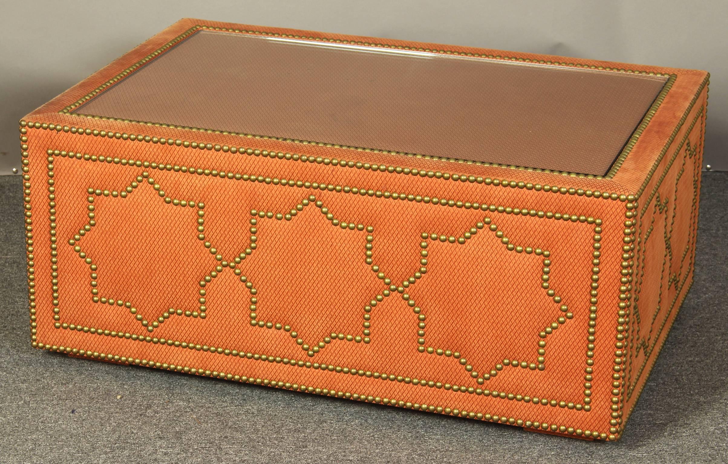 20th Century Custom Designed Suede Cocktail Table