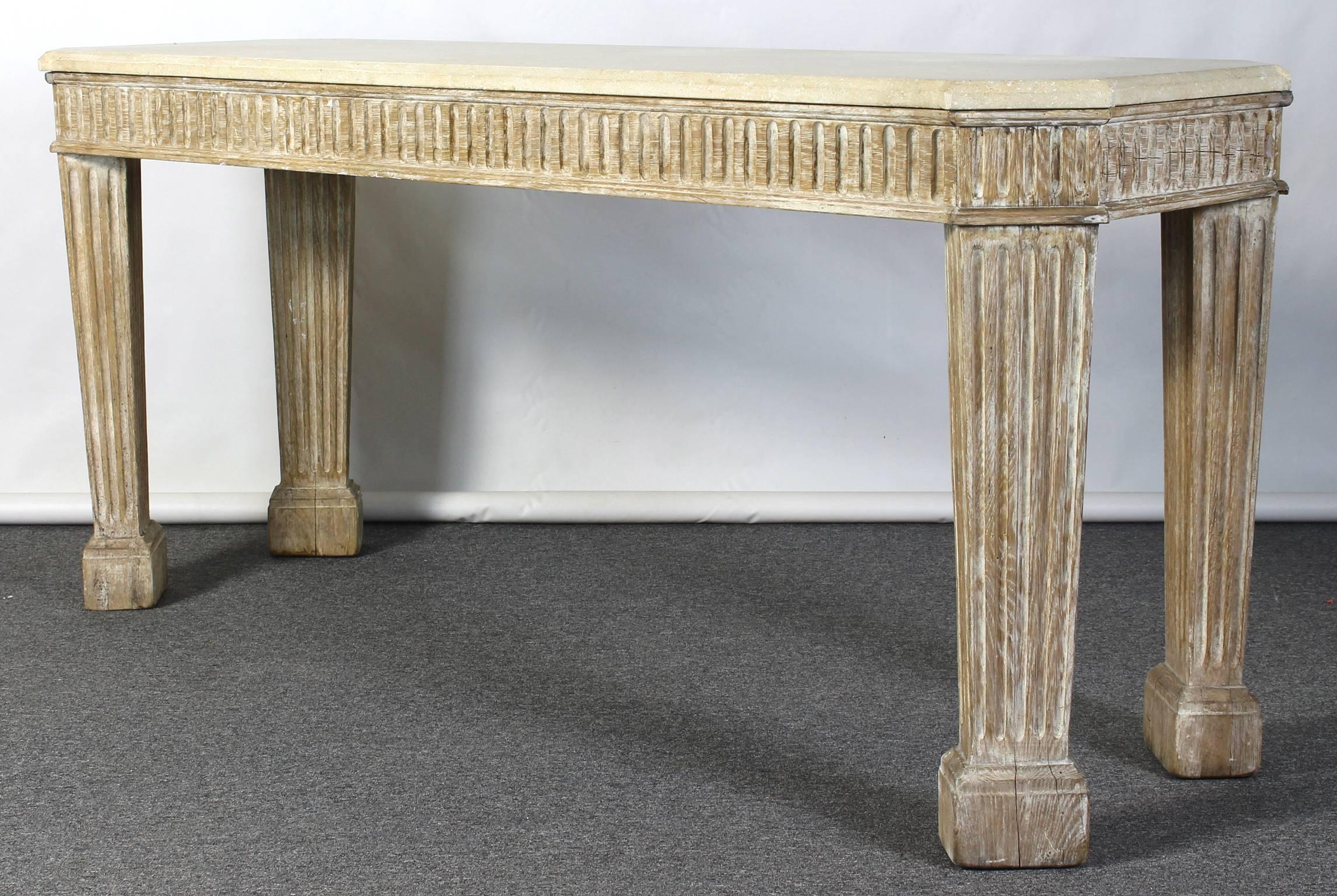 Large Limed Oak Console Table For Sale 1