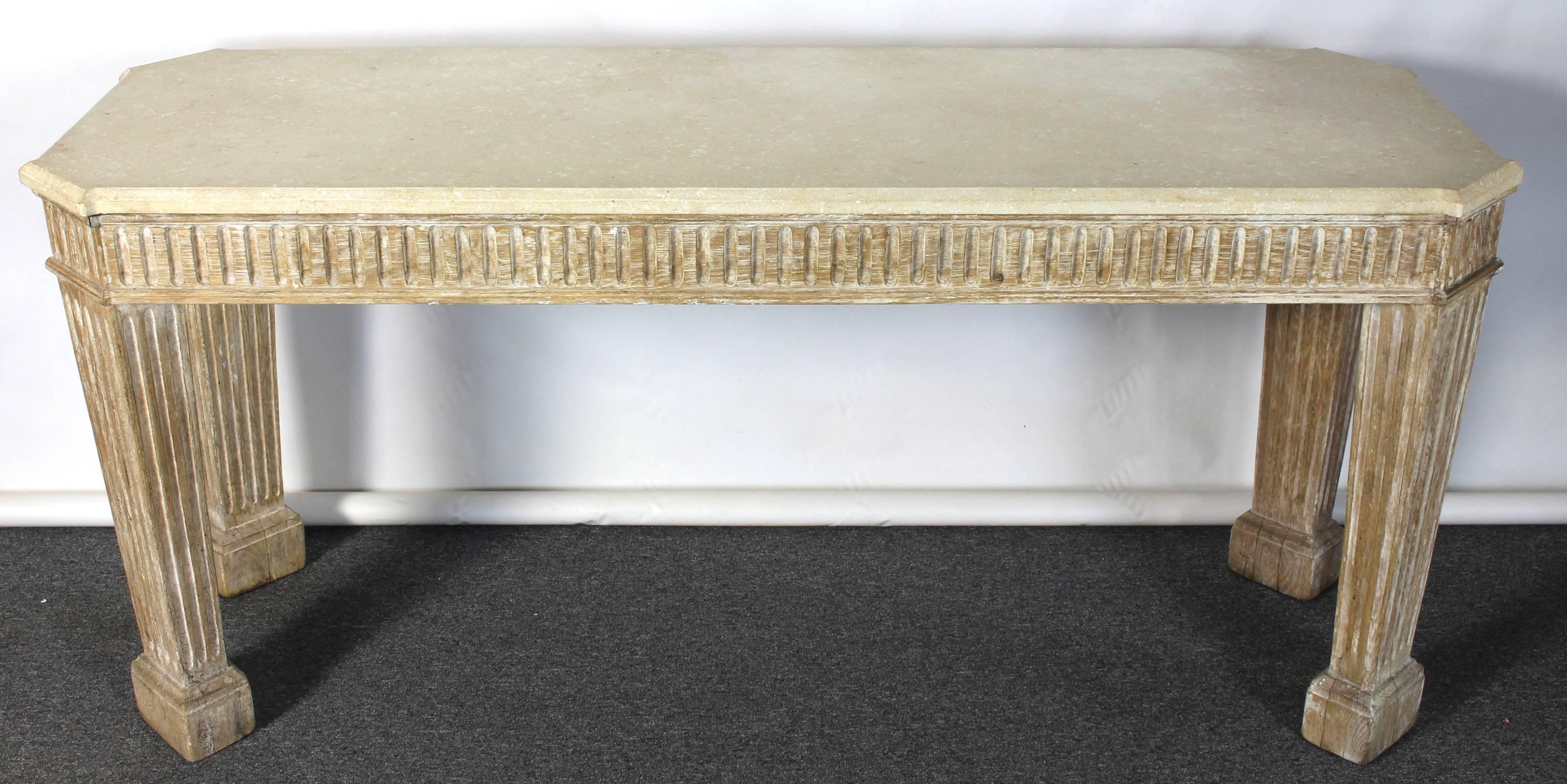 Classical Roman Large Limed Oak Console Table For Sale