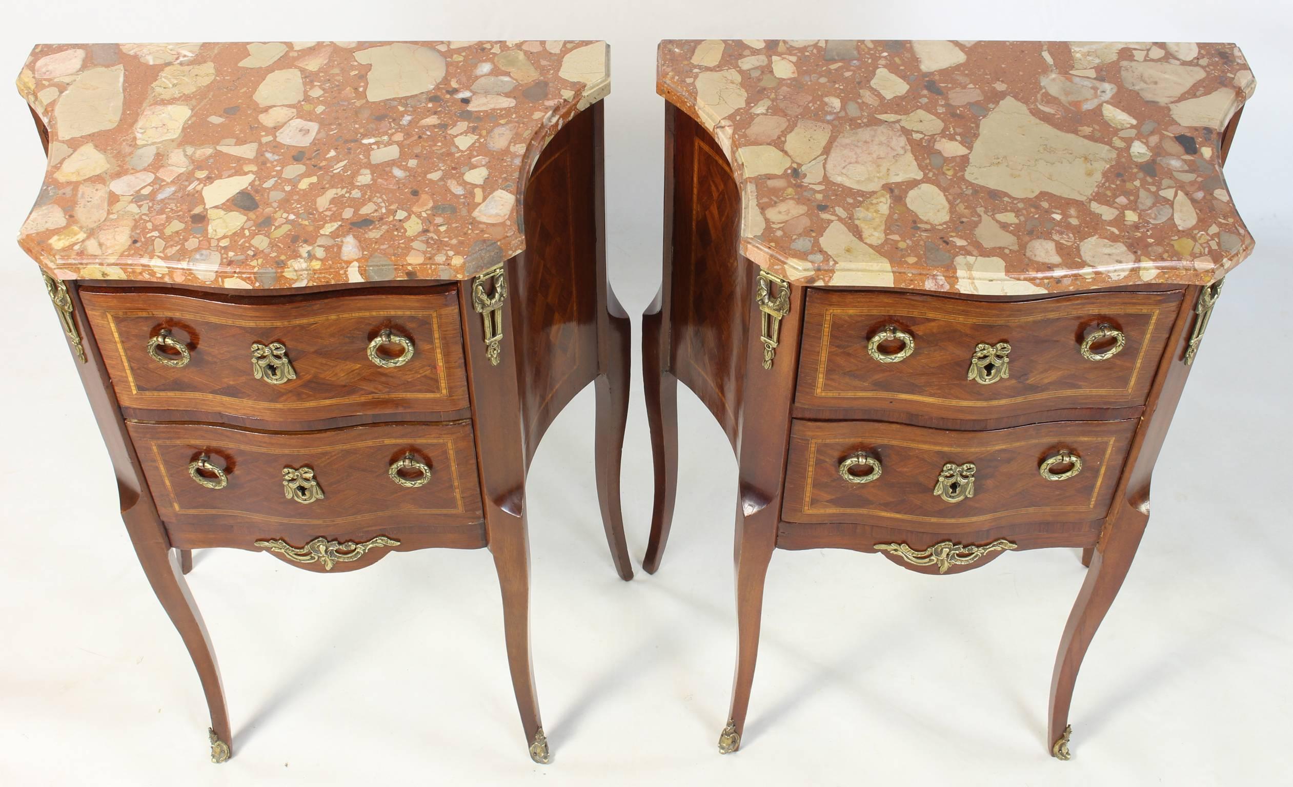 Pair of French Bedside Tables In Excellent Condition In Kilmarnock, VA