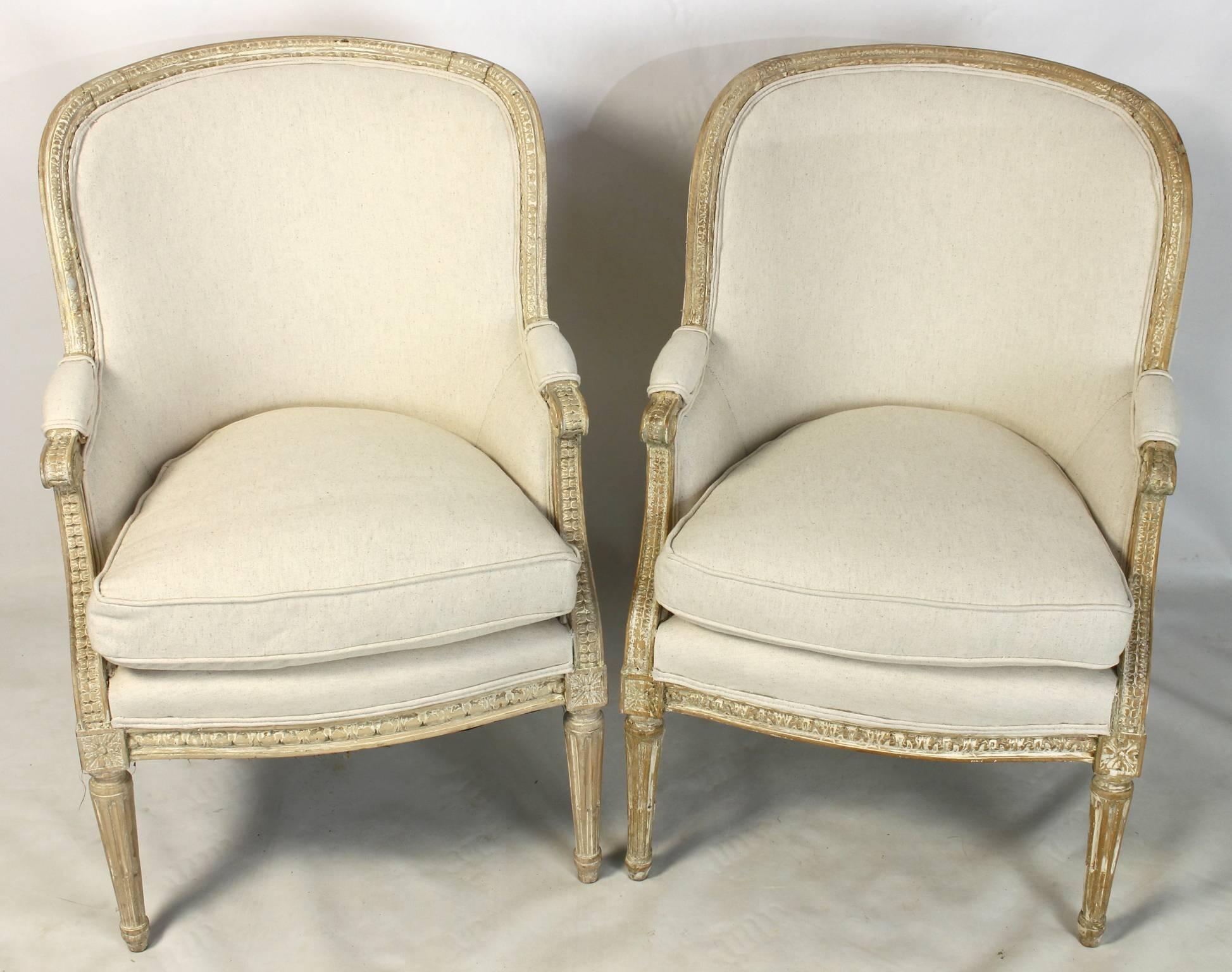 Pair of 19th Century French Bergeres or Armchairs For Sale 3