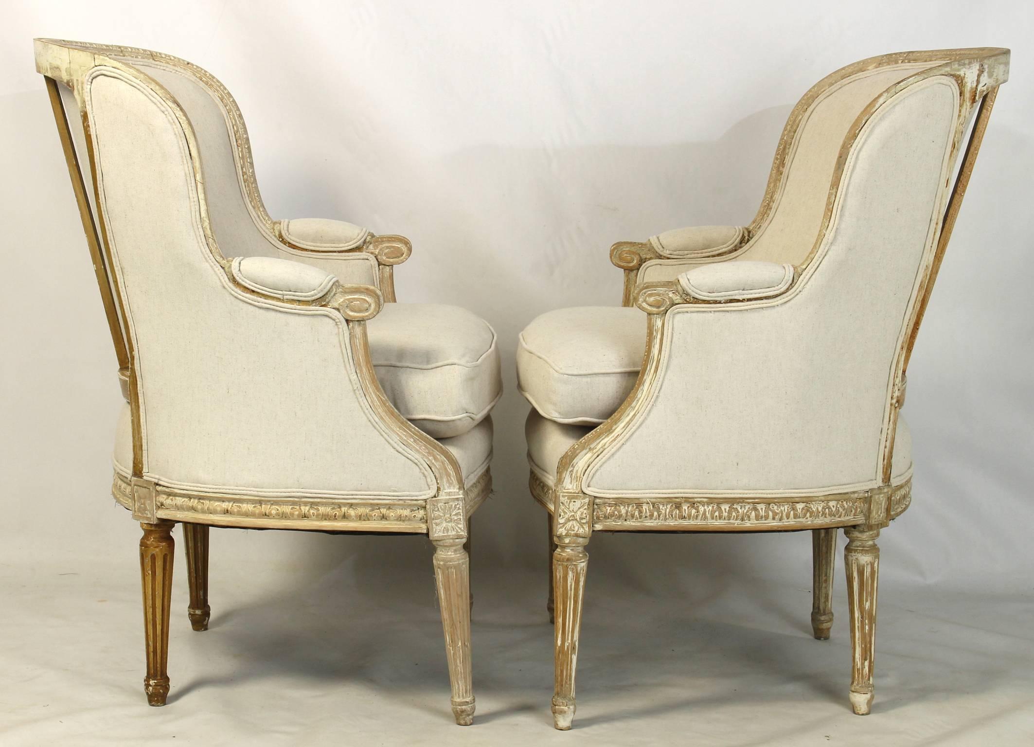 Pair of 19th Century French Bergeres or Armchairs For Sale 2