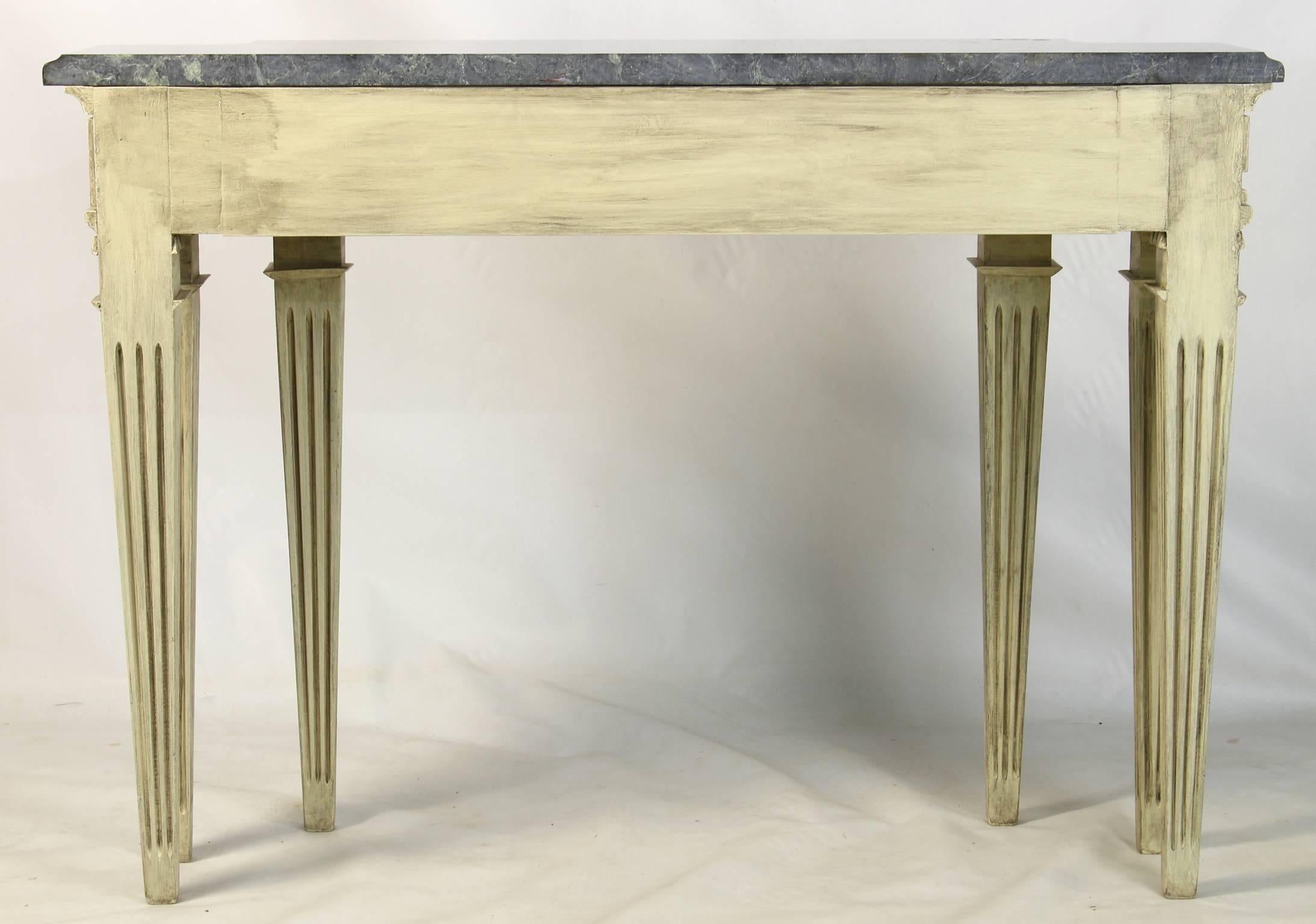 American Painted Marble Top Console Table