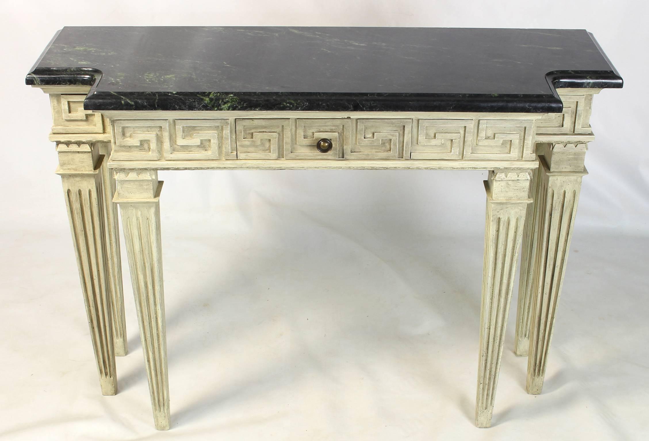 Painted Marble Top Console Table In Excellent Condition In Kilmarnock, VA