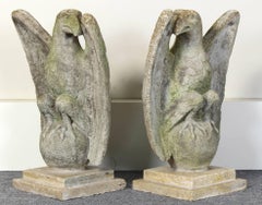 Pair of Vintage Cast Stone Eagles