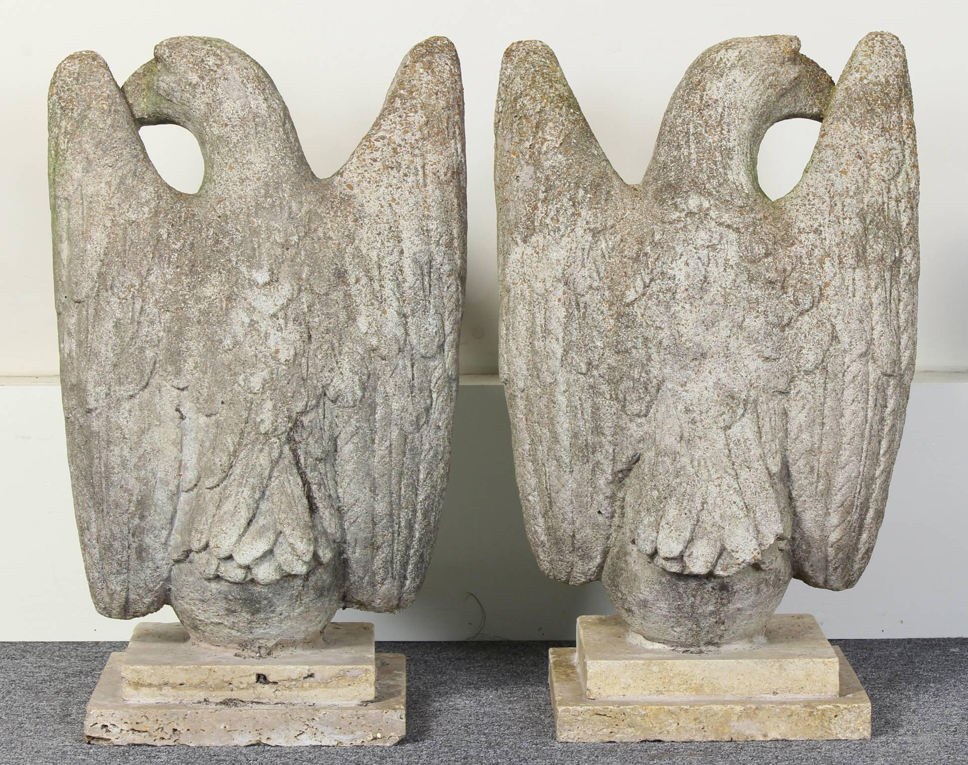 American Pair of Vintage Cast Stone Eagles