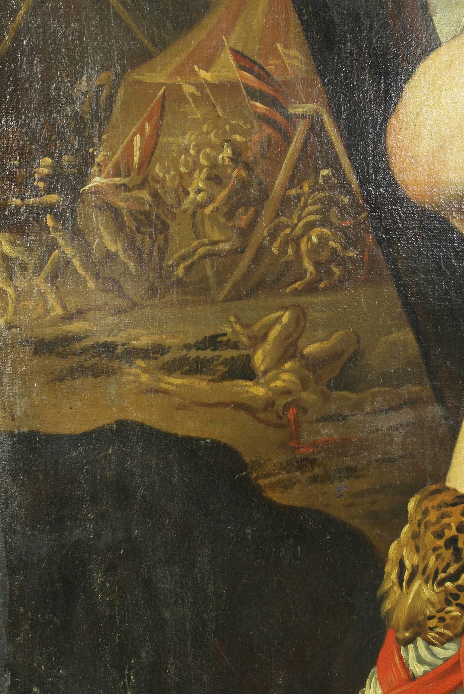 Italian Large Painting of David with the Head of Goliath