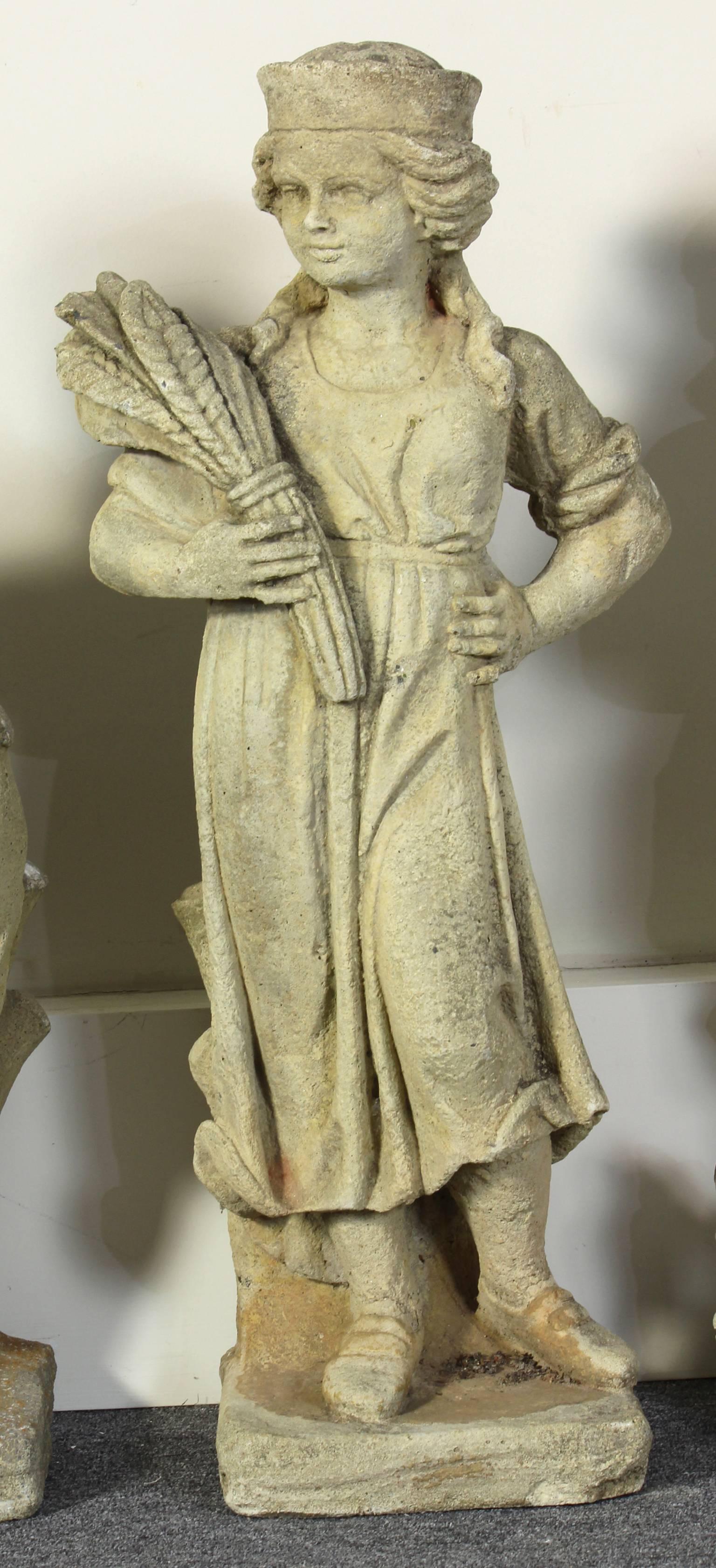 20th Century English Cast Stone Garden Statues Depicting the Four Seasons