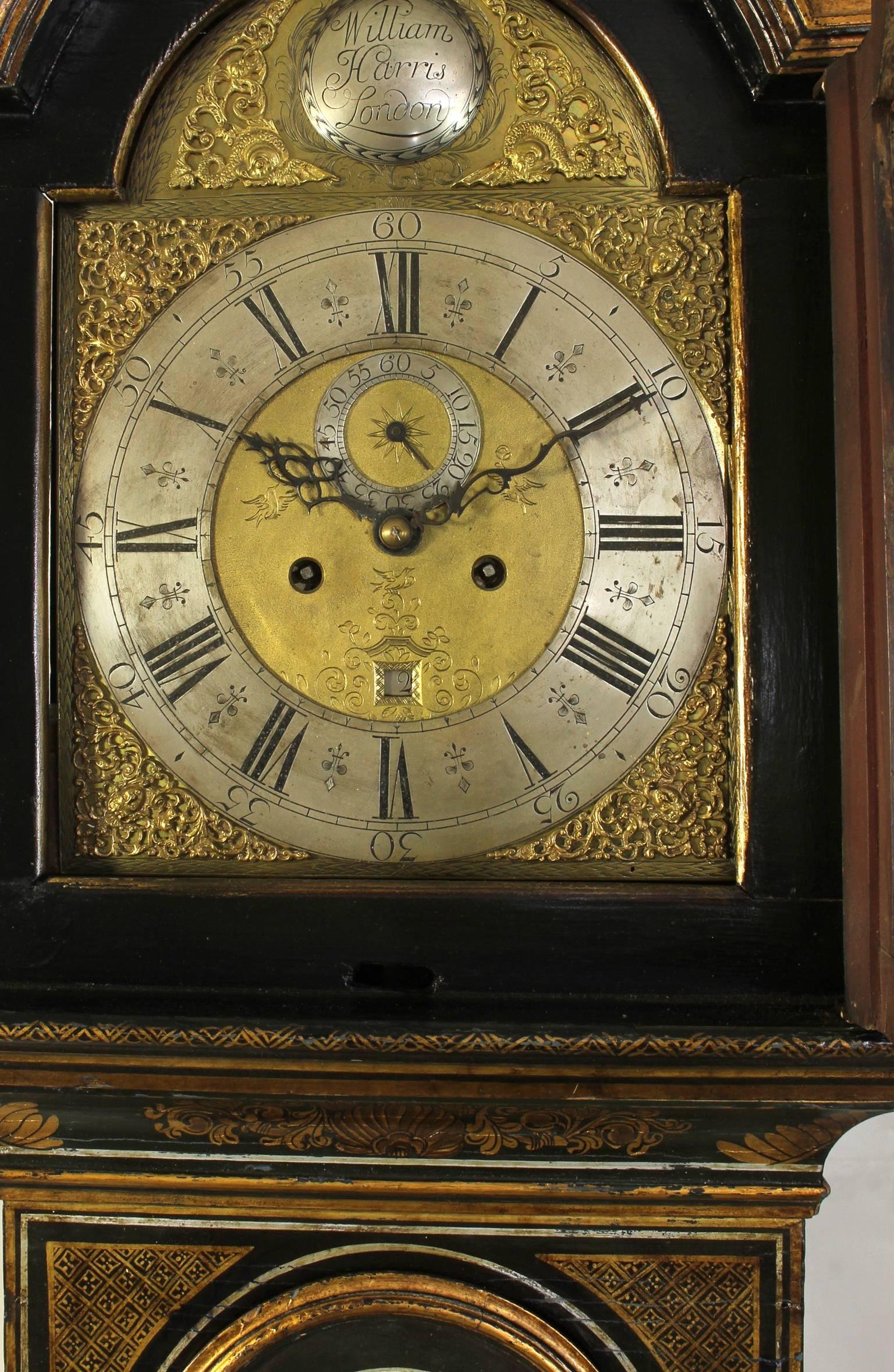Late 18th Century George III Japanned Tall Case Clock 5