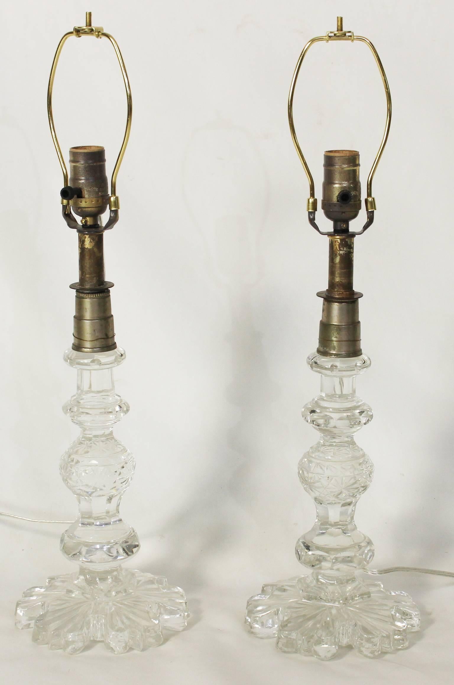 English Pair of 19th Century Anglo Irish Candlestick Table Lamps